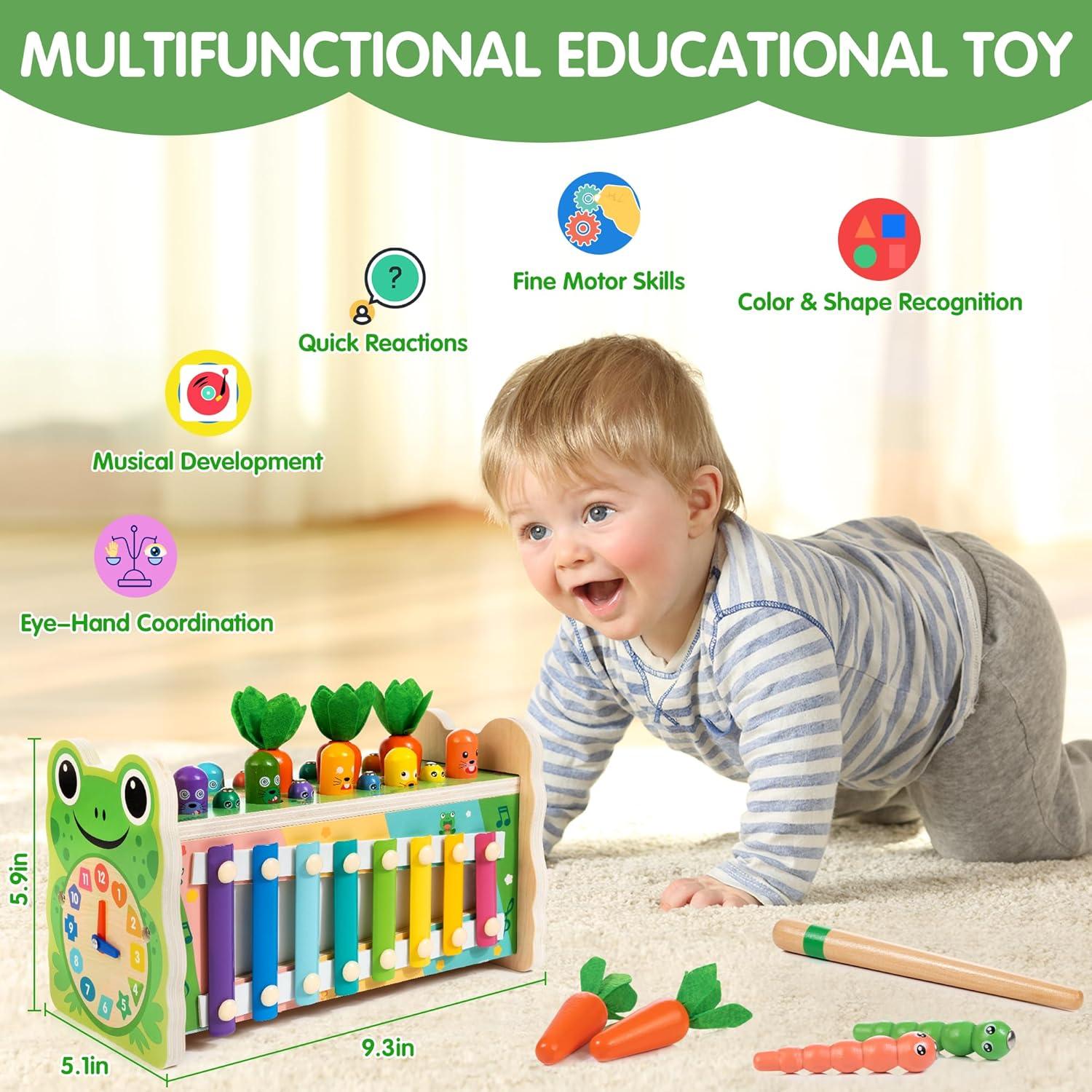 Juguete Montessori 6-en-1 de Madera Treewant para Niños 1-5 Años