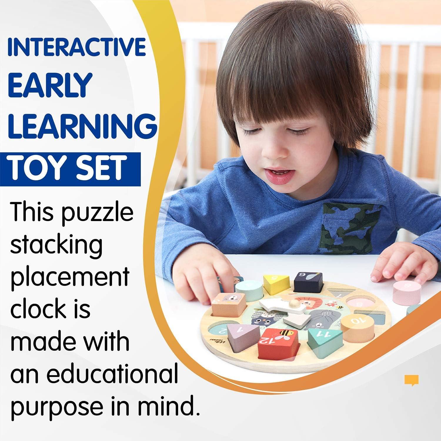 Reloj de Clasificación de Formas Leo & Friends - Juguete Educativo de Madera