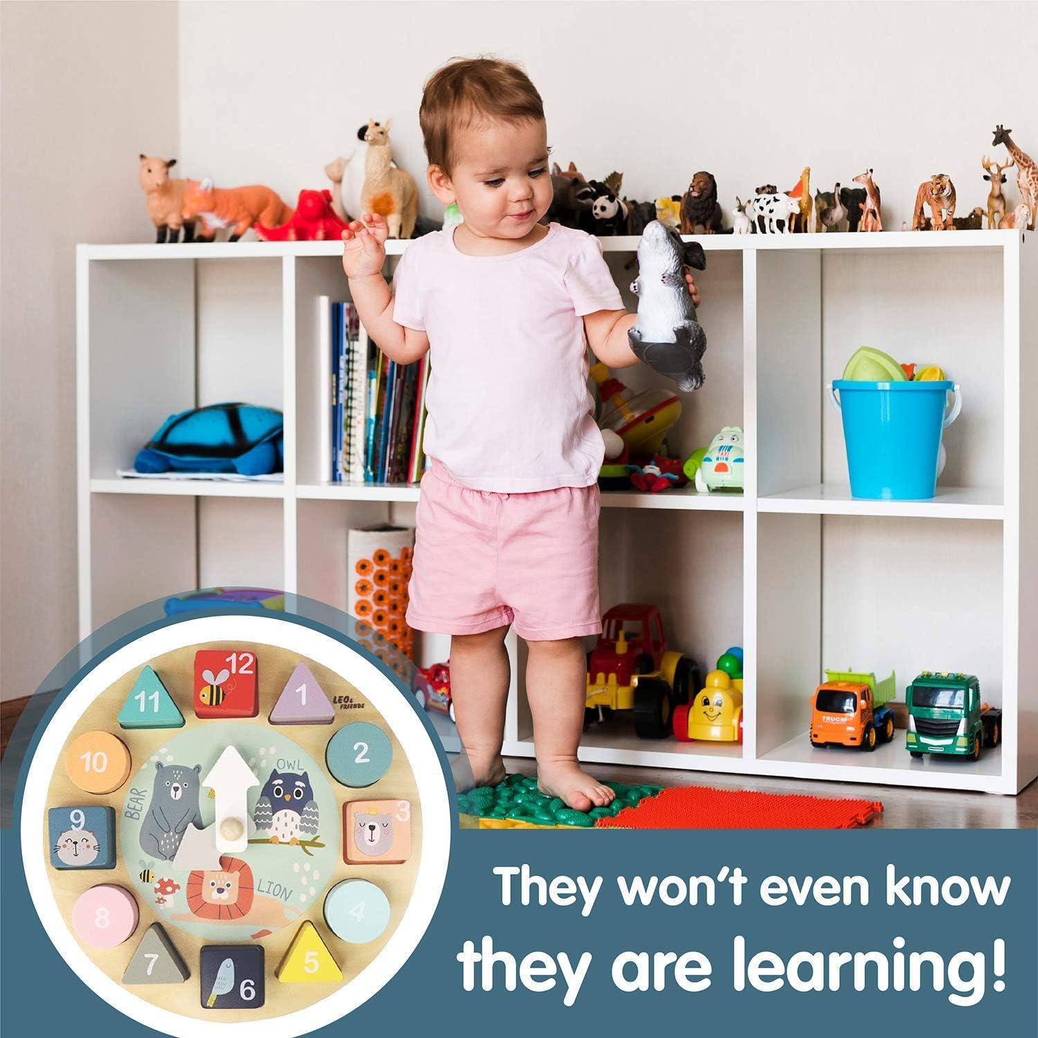 Reloj de Clasificación de Formas Leo & Friends - Juguete Educativo de Madera
