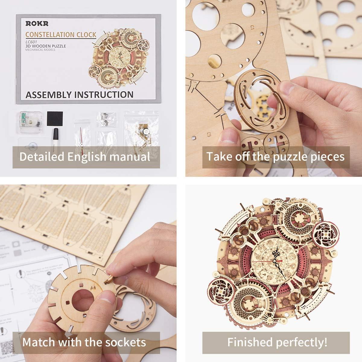 Reloj Puzzle de Madera 3D ROKR Modelo 12" (30.48 cm) DIY