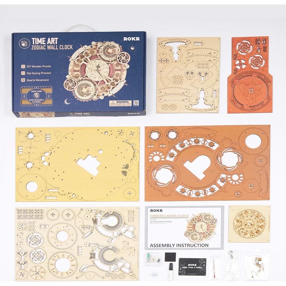 Reloj Puzzle de Madera 3D ROKR Modelo 12" (30.48 cm) DIY