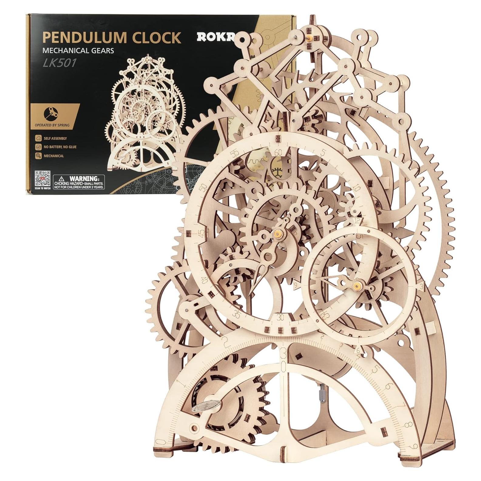 Rompecabezas 3D ROKR Reloj de Péndulo Mecánico de Madera