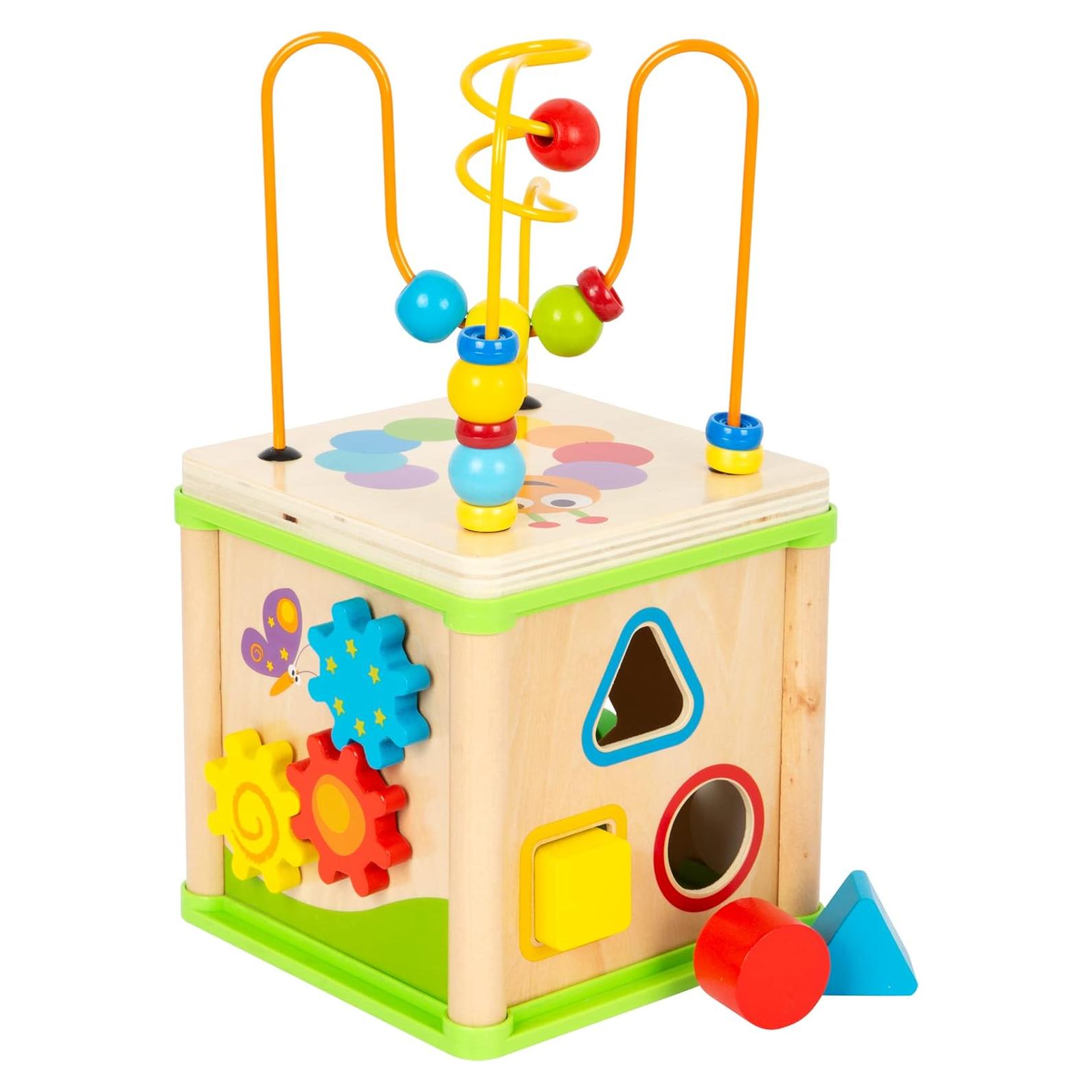 Cubo de Actividad de Madera Small Foot - Juguete 5 en 1 para Bebés