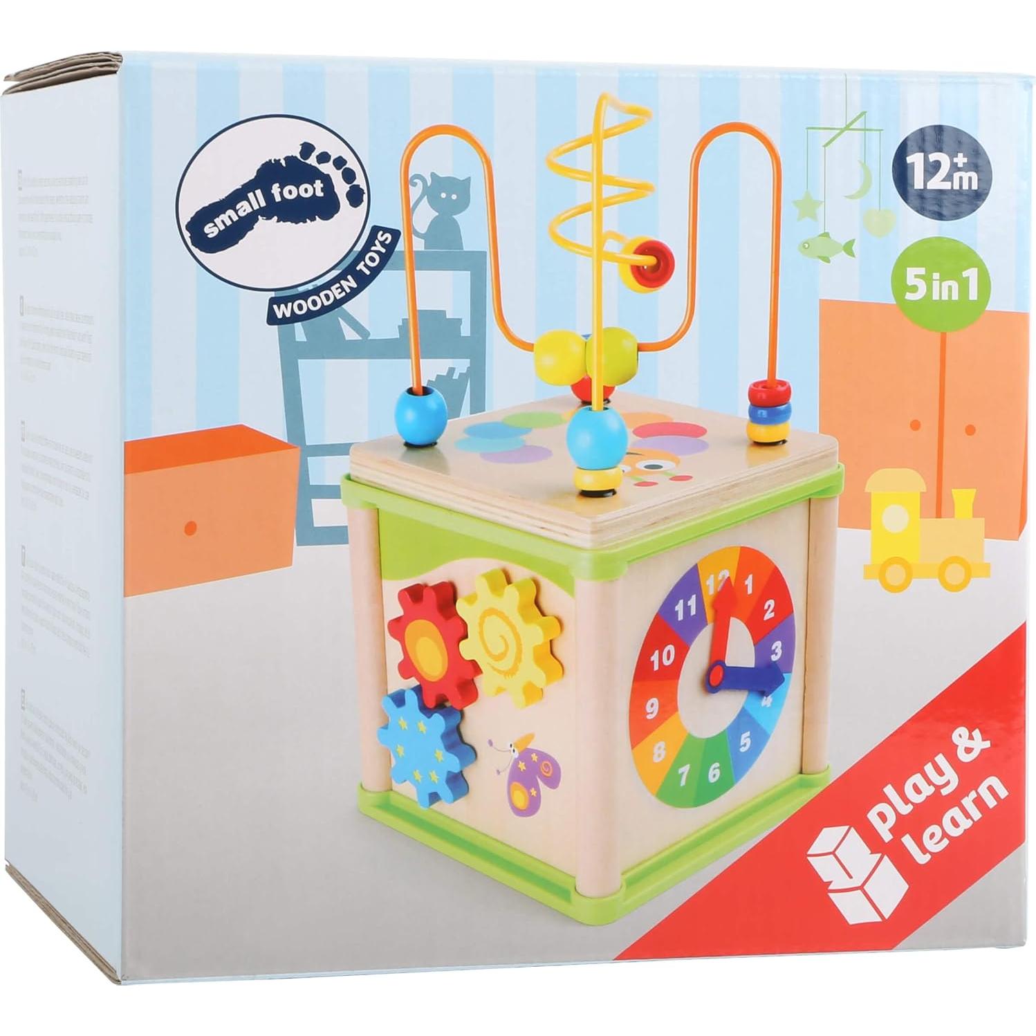 Cubo de Actividad de Madera Small Foot - Juguete 5 en 1 para Bebés