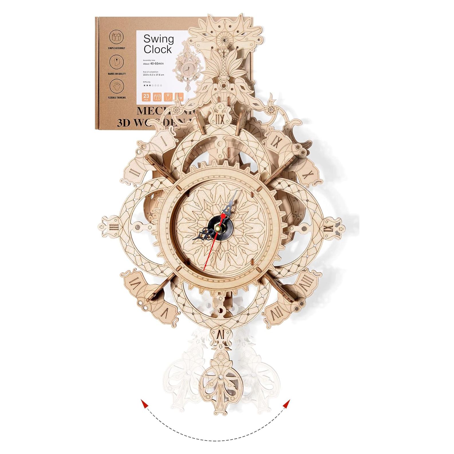 Reloj de Puzzle de Madera 3D Jigtoy Barroco Colgante
