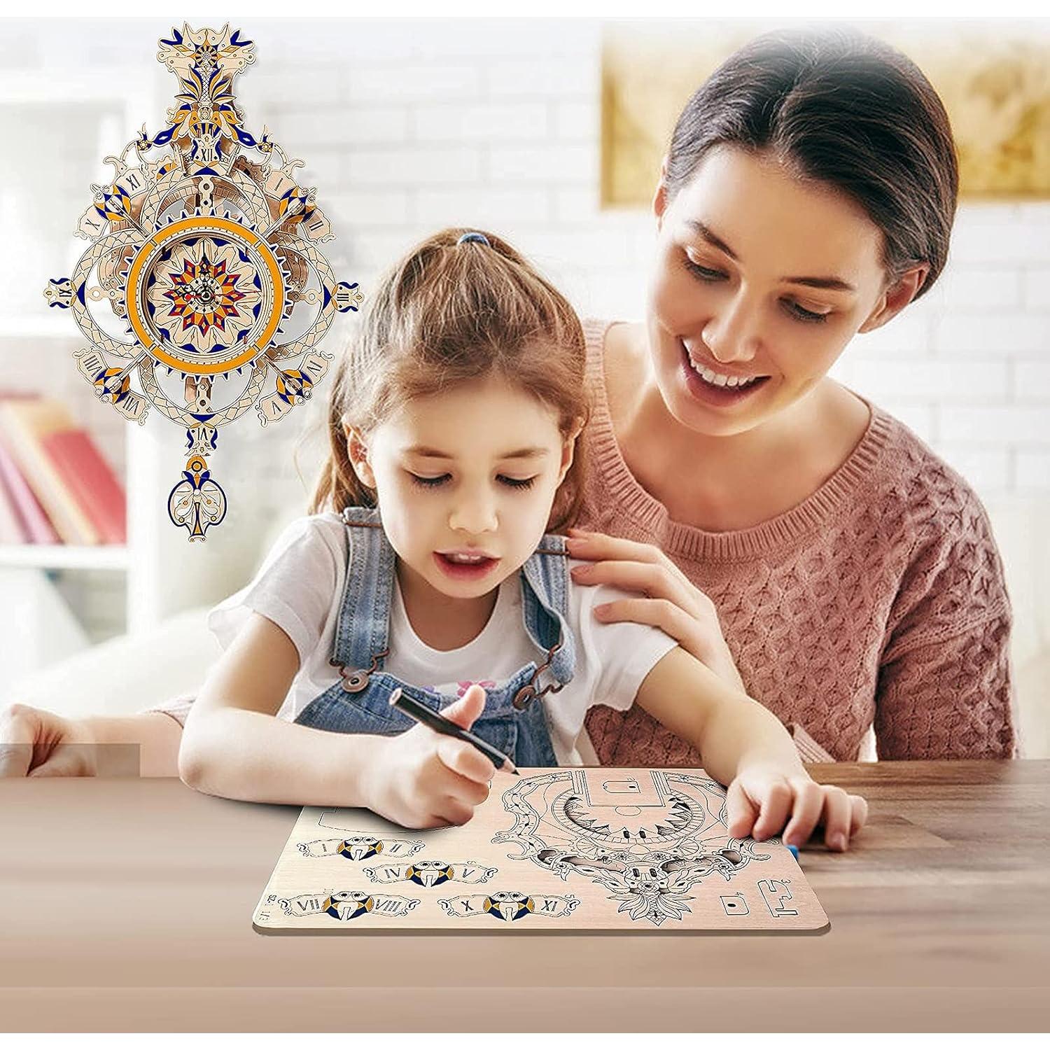 Reloj de Puzzle de Madera 3D Jigtoy Barroco Colgante