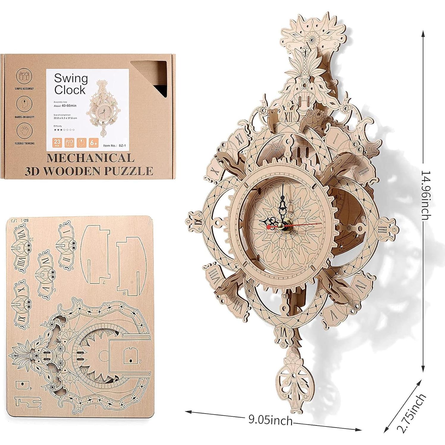 Reloj de Puzzle de Madera 3D Jigtoy Barroco Colgante