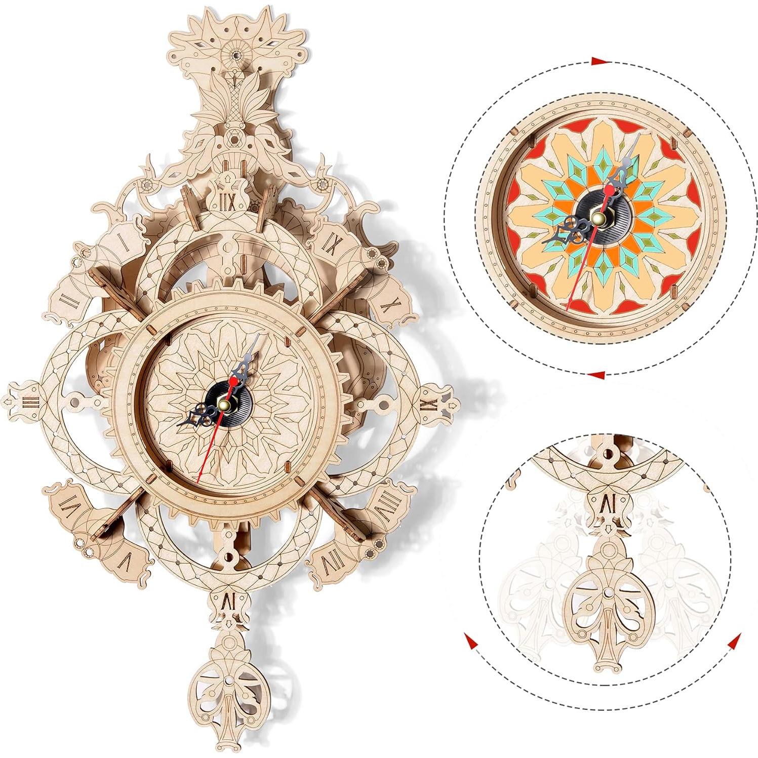 Reloj de Puzzle de Madera 3D Jigtoy Barroco Colgante