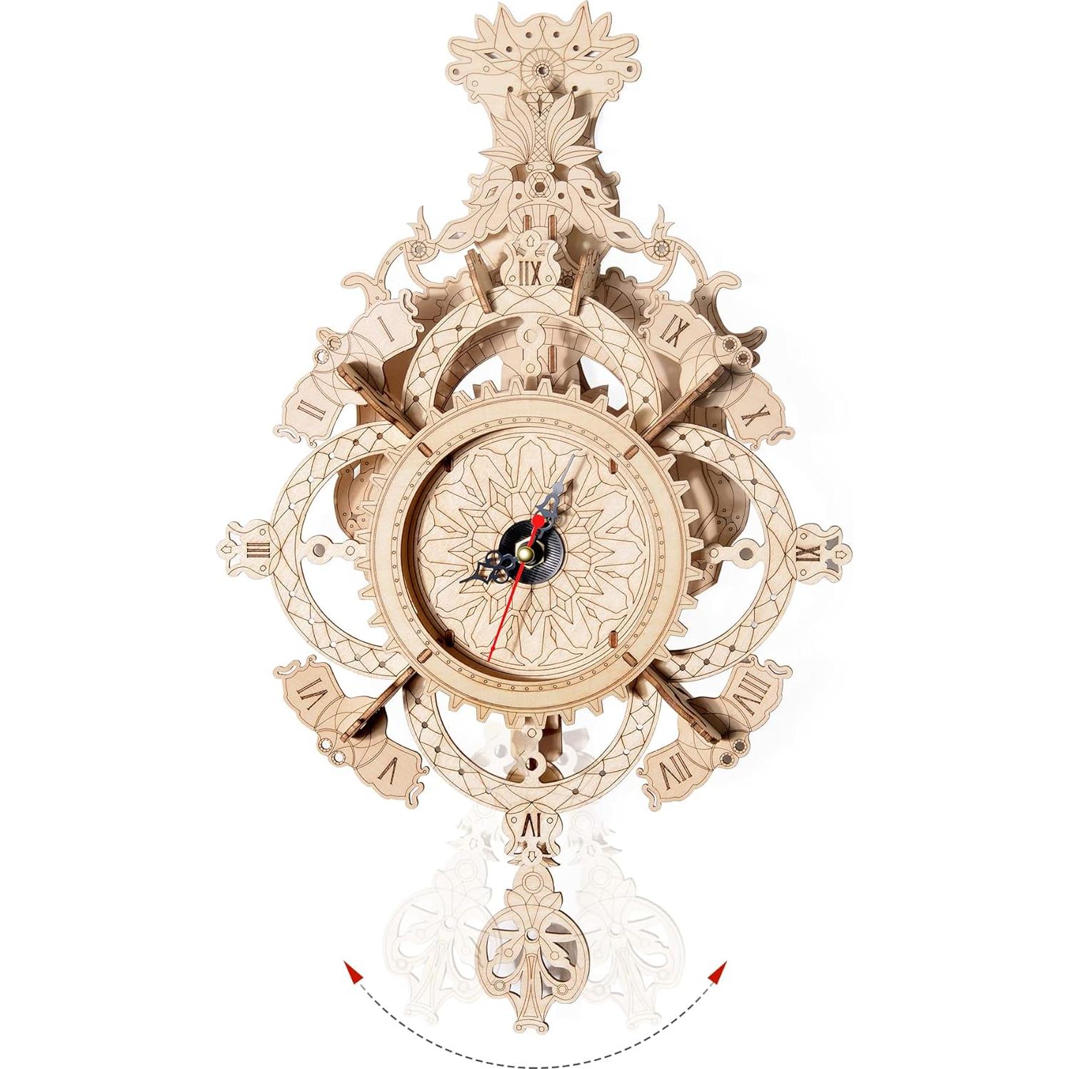 Reloj de Puzzle de Madera 3D Jigtoy Barroco Colgante