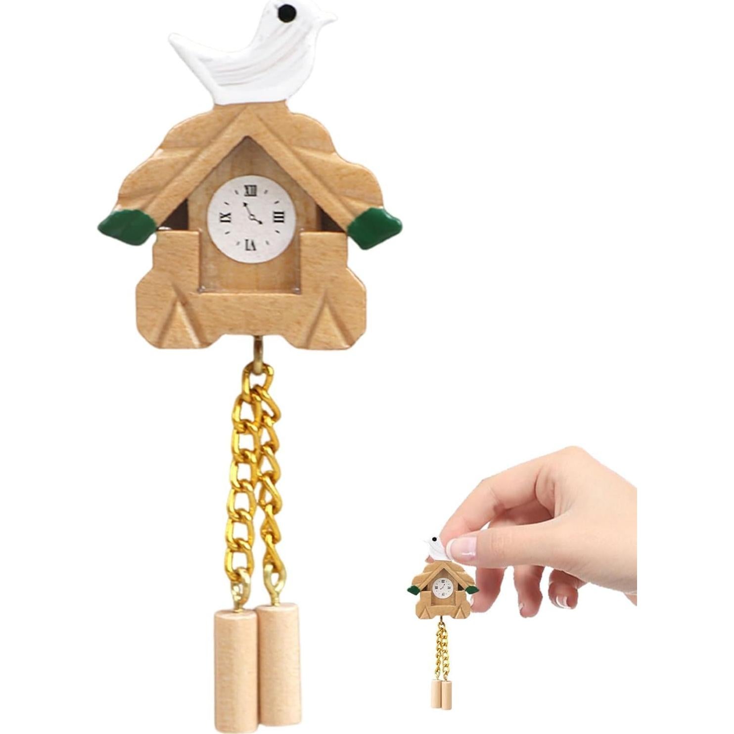 Reloj de Cuco Miniatura de Madera Jowxsx 1/12 para Casa de Muñecas