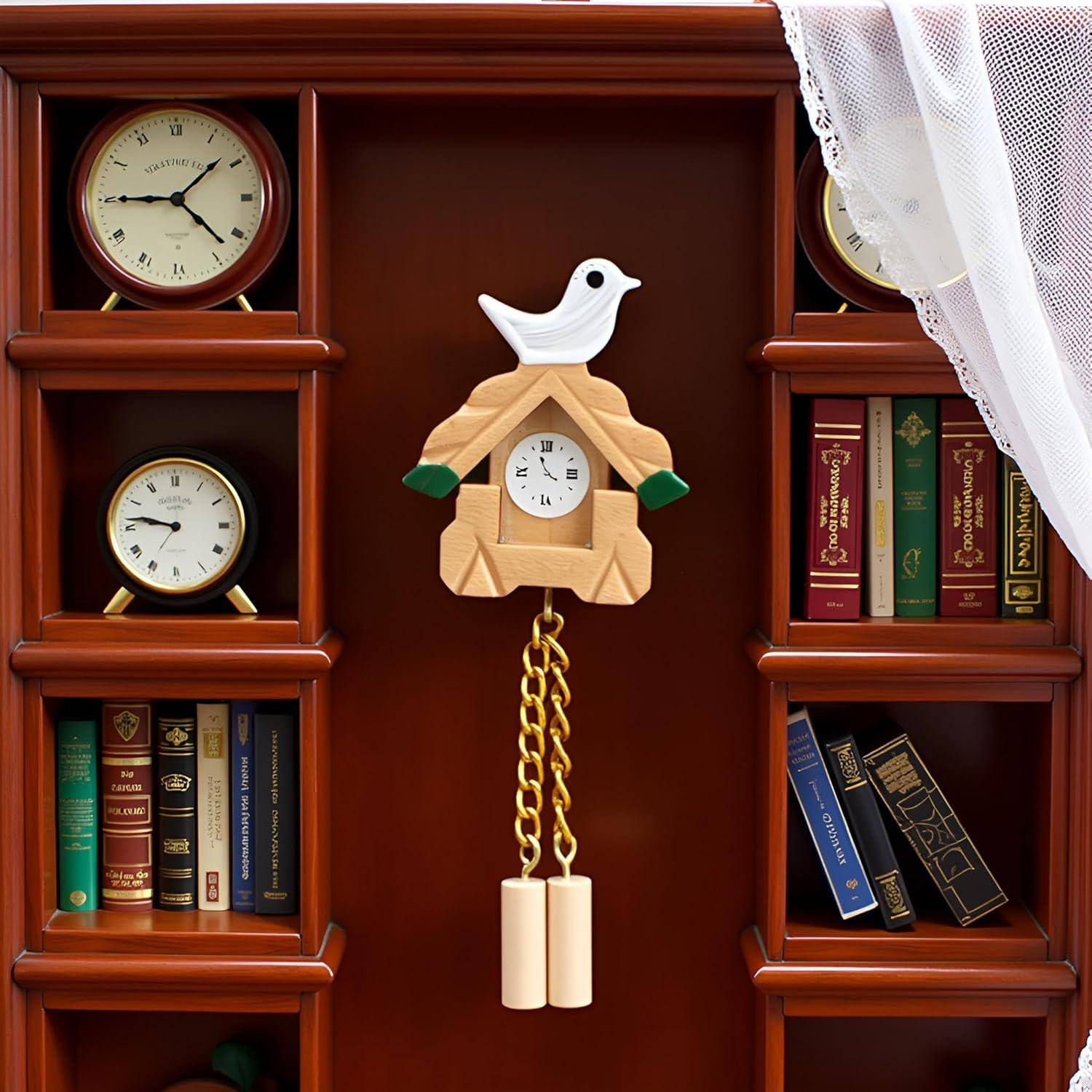 Reloj de Cuco Miniatura de Madera Jowxsx 1/12 para Casa de Muñecas