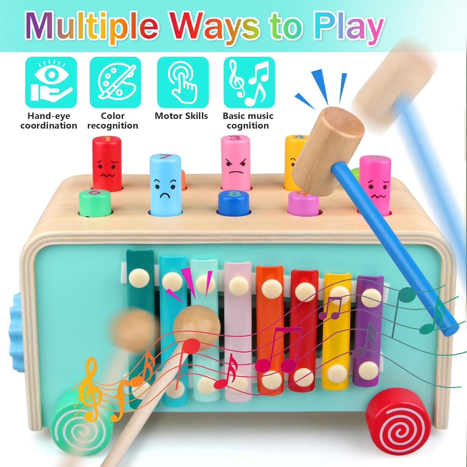 Juguete Educativo Montessori LAAVII Martillo y Xilófono 24 cm