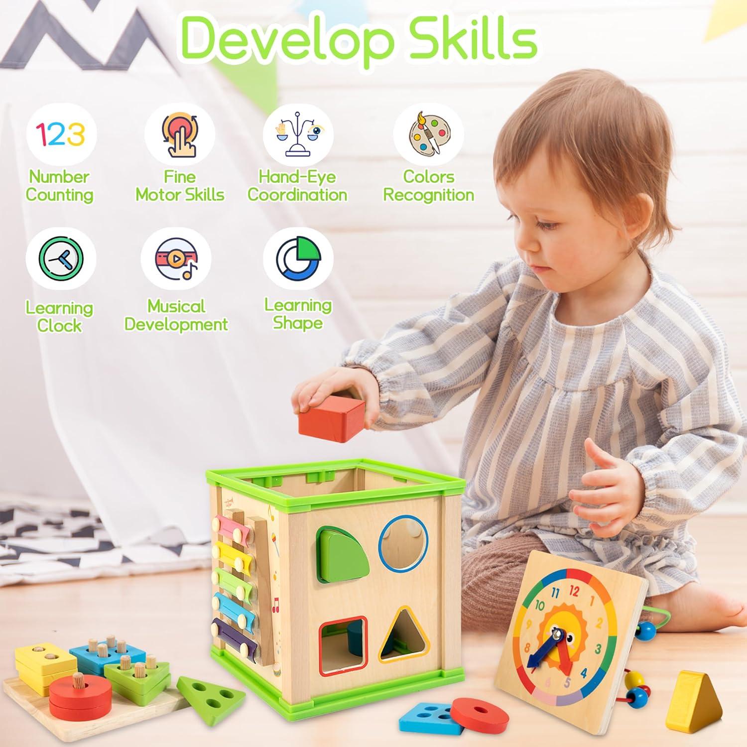 Cubo de Actividades de Madera 7-en-1 ShenZhen Wisewood