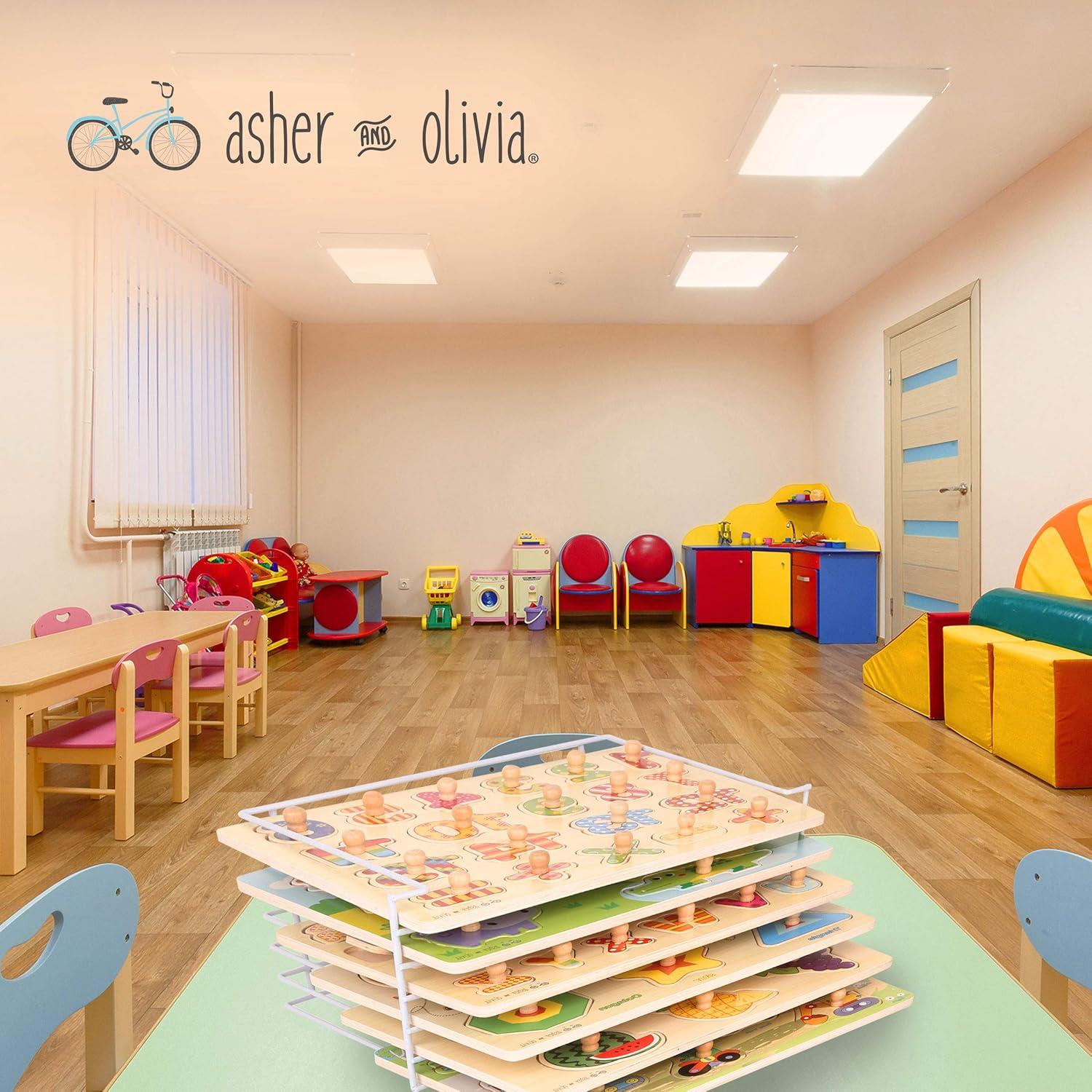 Rompecabezas de Madera Asher y Olivia - 6 Temas + Estante