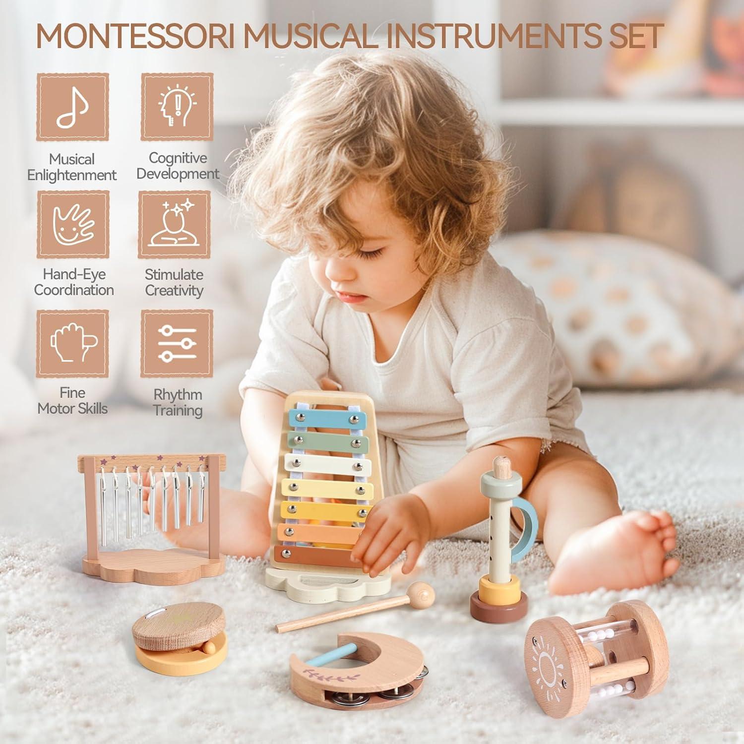 Set de Instrumentos Musicales de Madera Ikubigu para Bebés