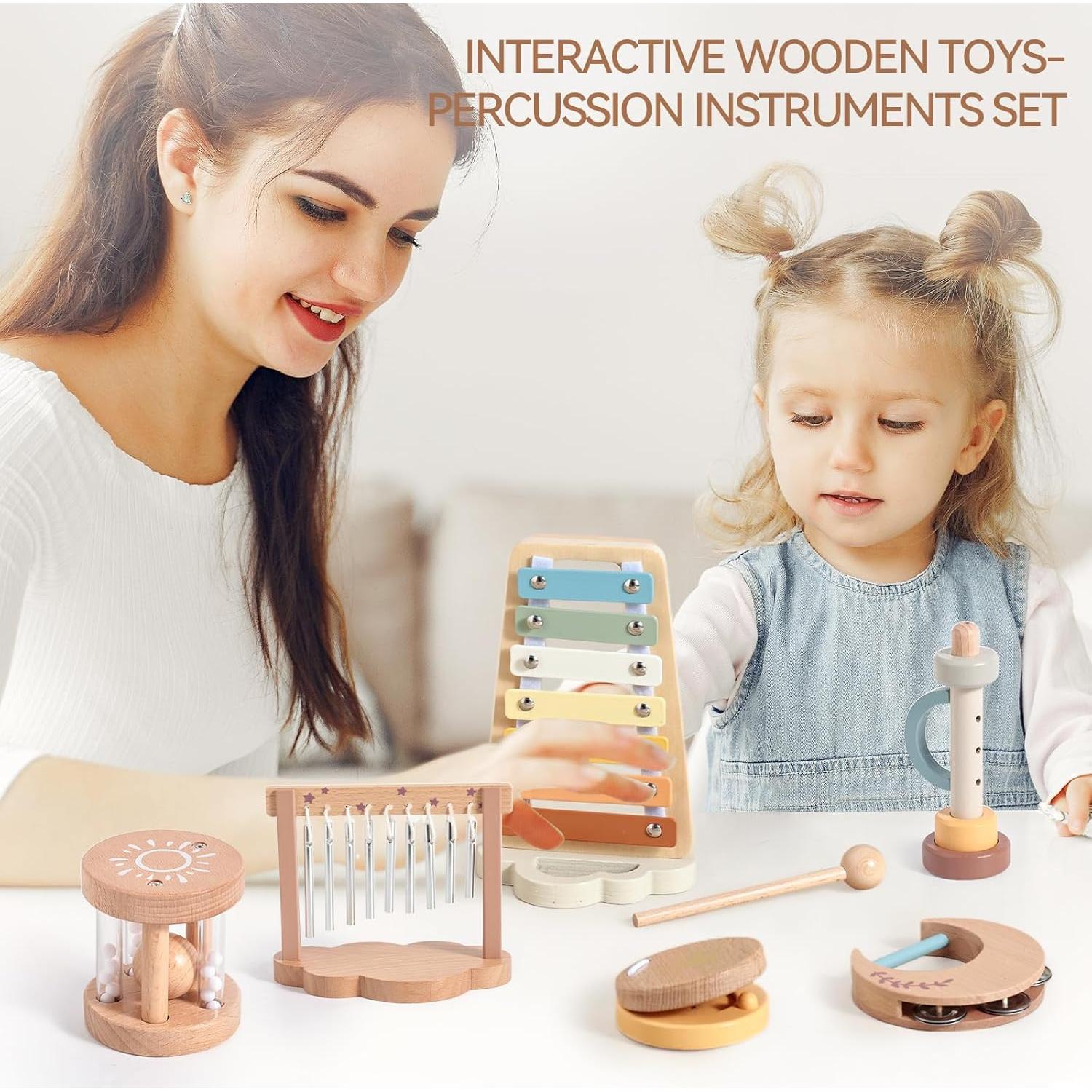 Set de Instrumentos Musicales de Madera Ikubigu para Bebés