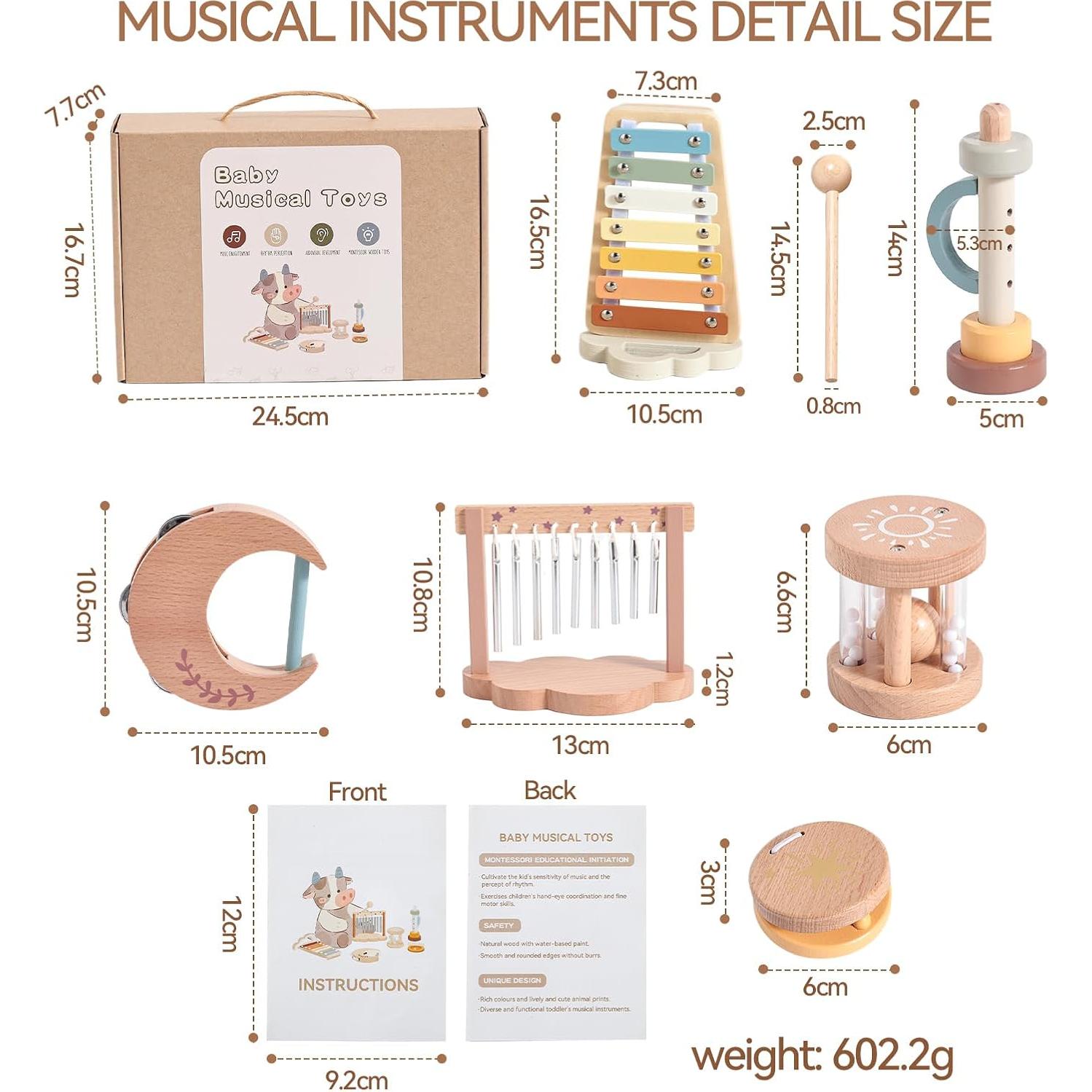 Set de Instrumentos Musicales de Madera Ikubigu para Bebés