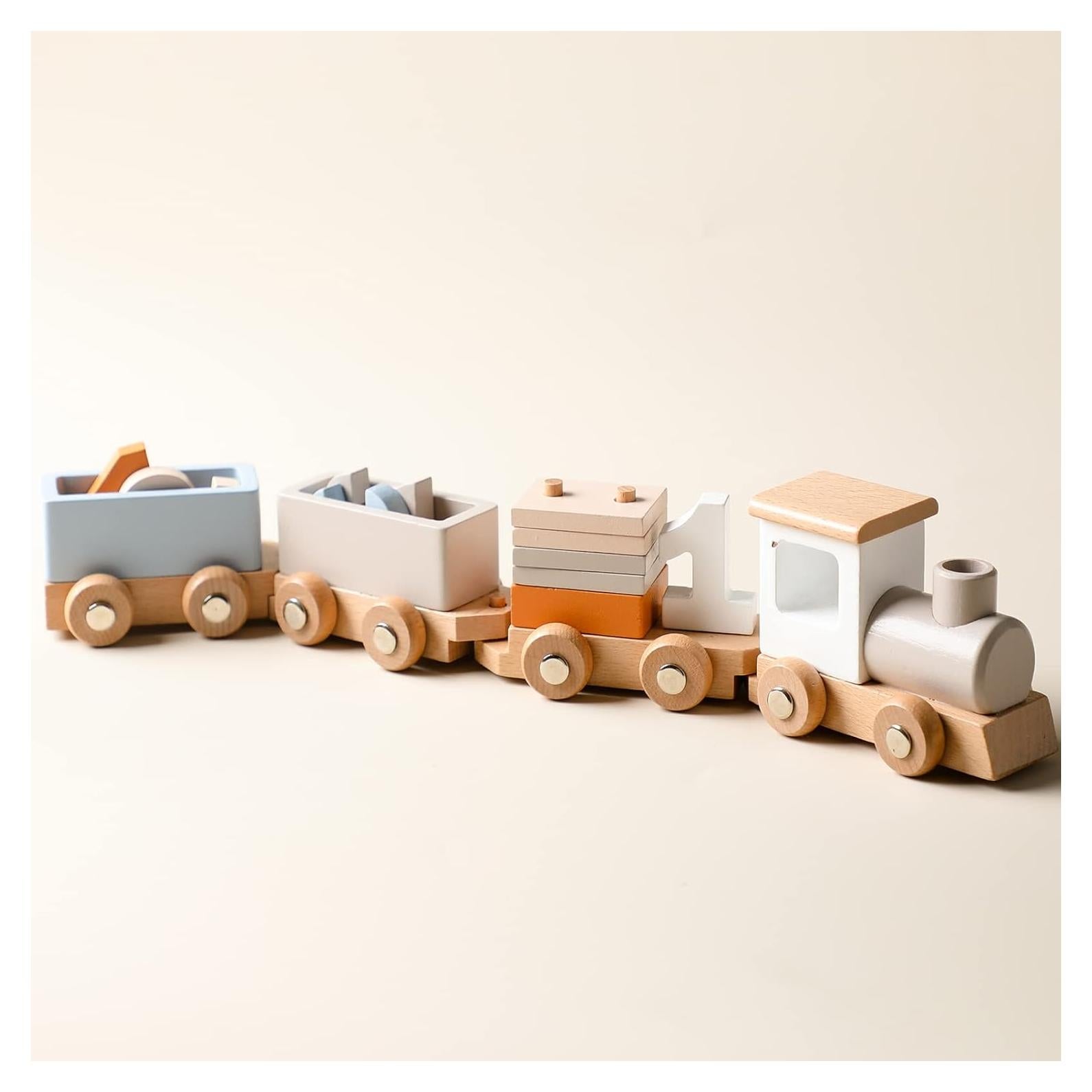 Juego de tren de madera ibwaae 12 piezas para bebés 1-5 años