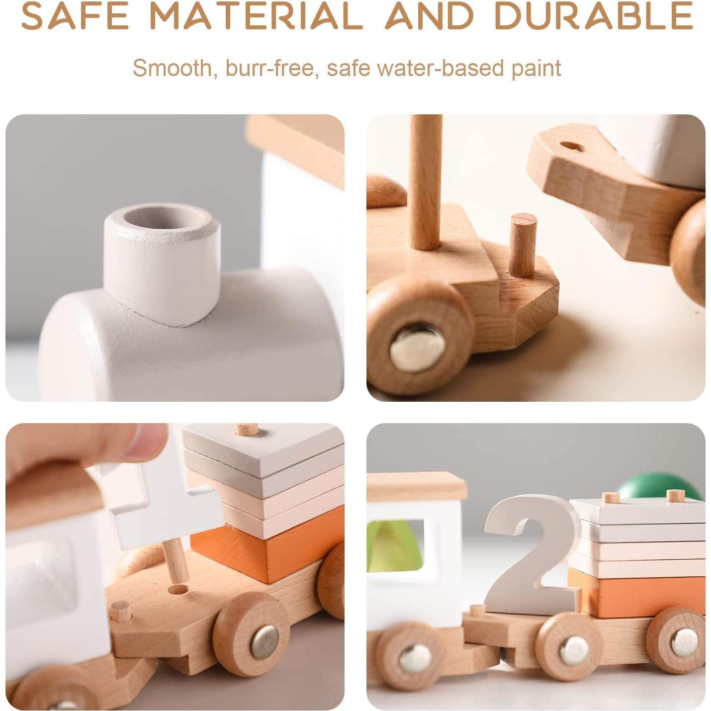 Juego de tren de madera ibwaae 12 piezas para bebés 1-5 años