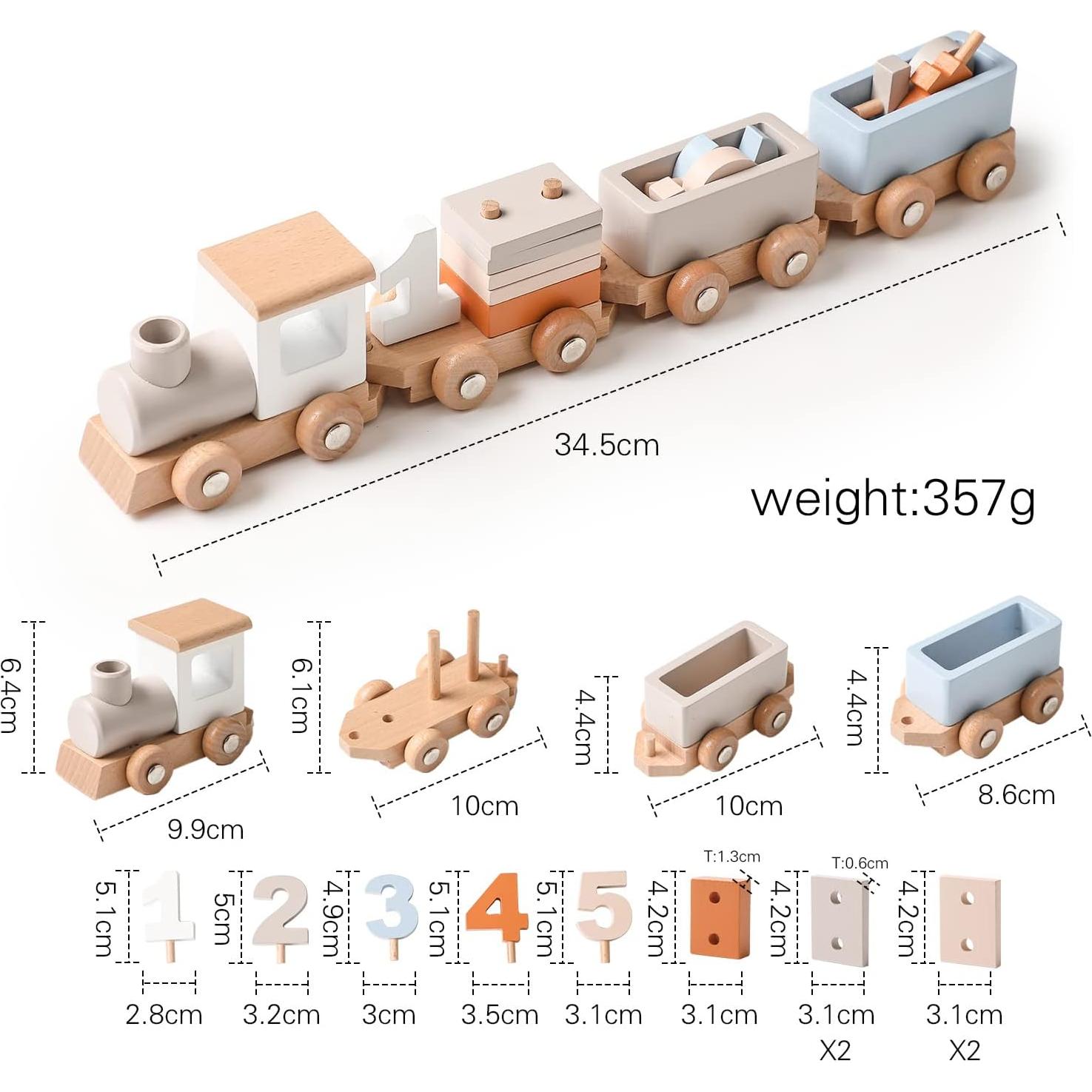 Juego de tren de madera ibwaae 12 piezas para bebés 1-5 años