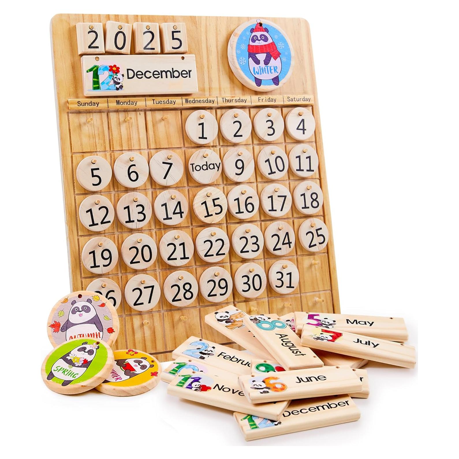 Calendario Perpetuo de Madera Panda Brothers - Juguete Educativo Montessori