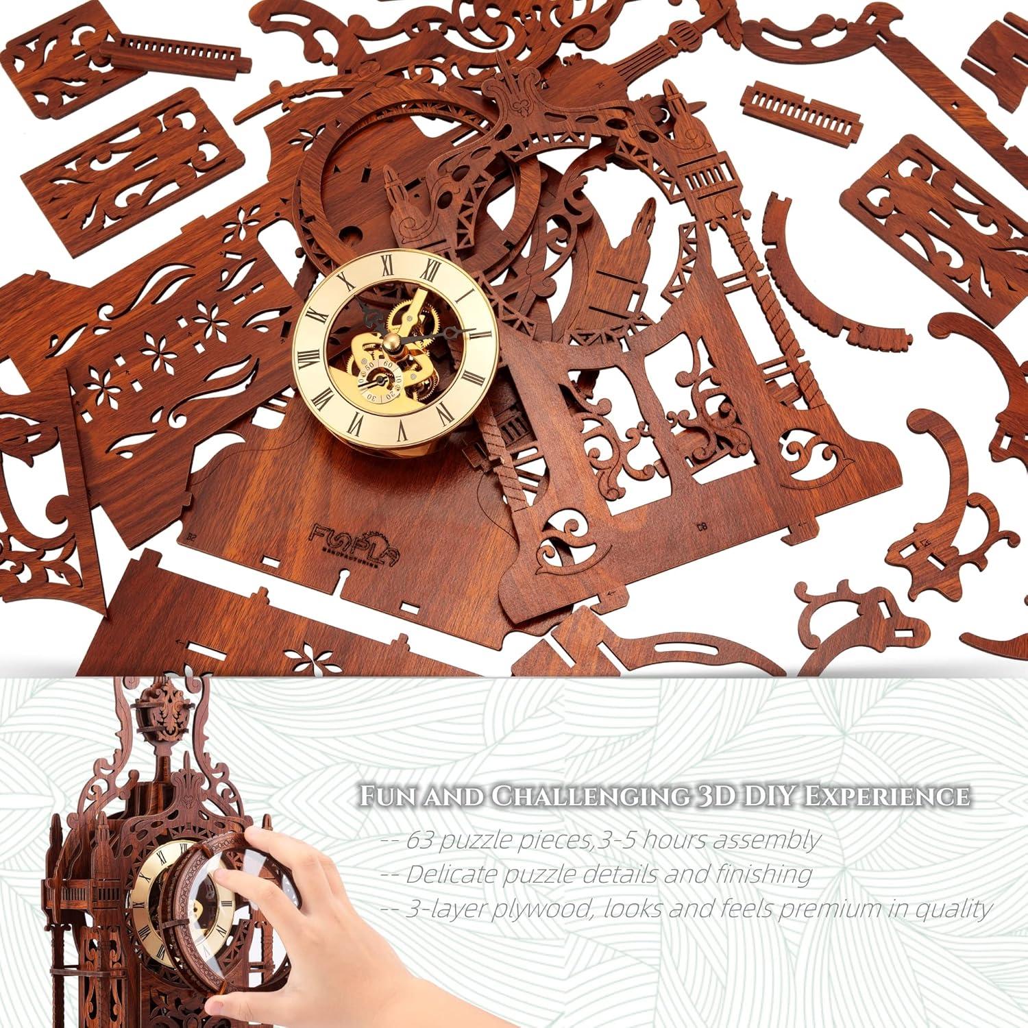 Reloj Torre 3D LED Funpola - Kit DIY de Madera Premium