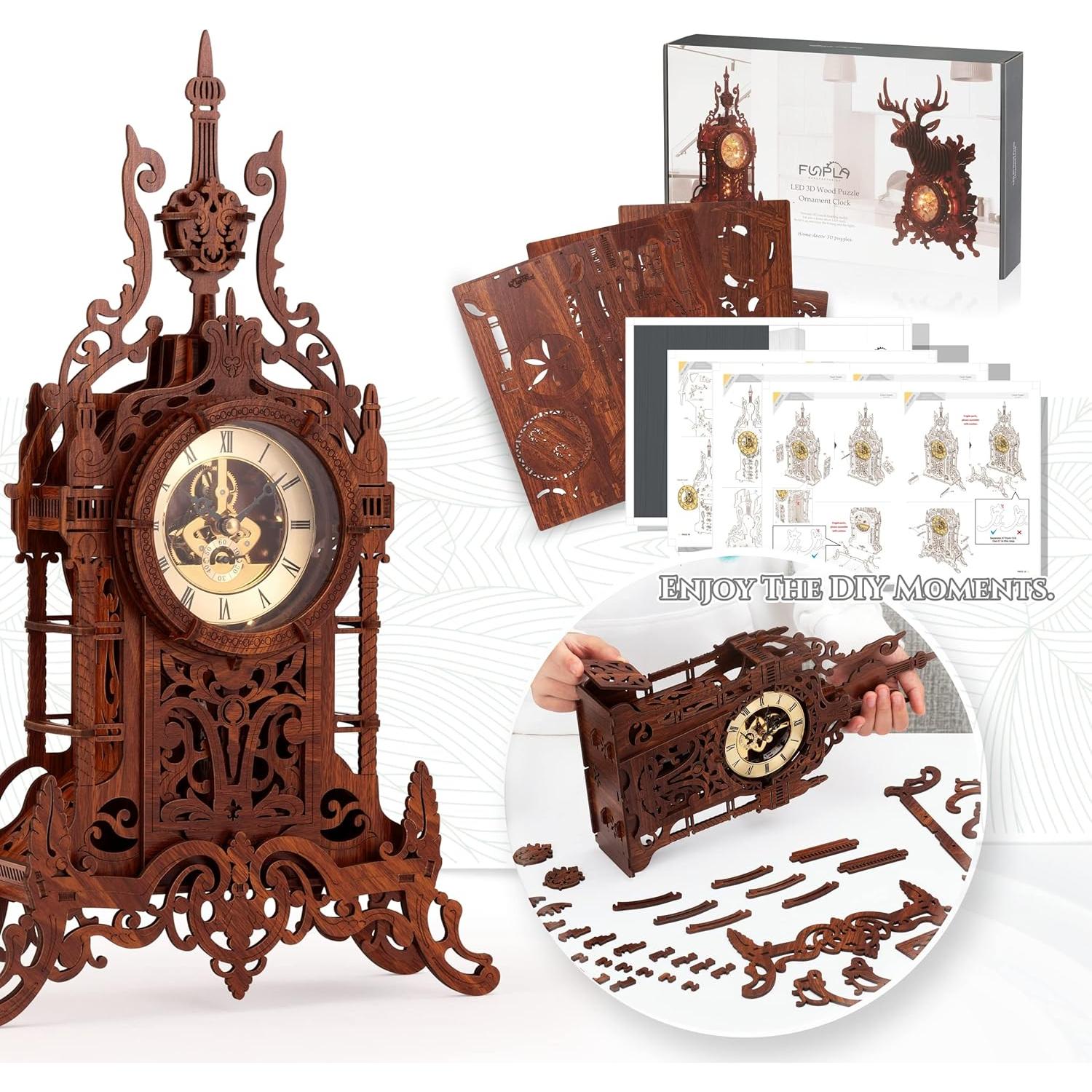 Reloj Torre 3D LED Funpola - Kit DIY de Madera Premium