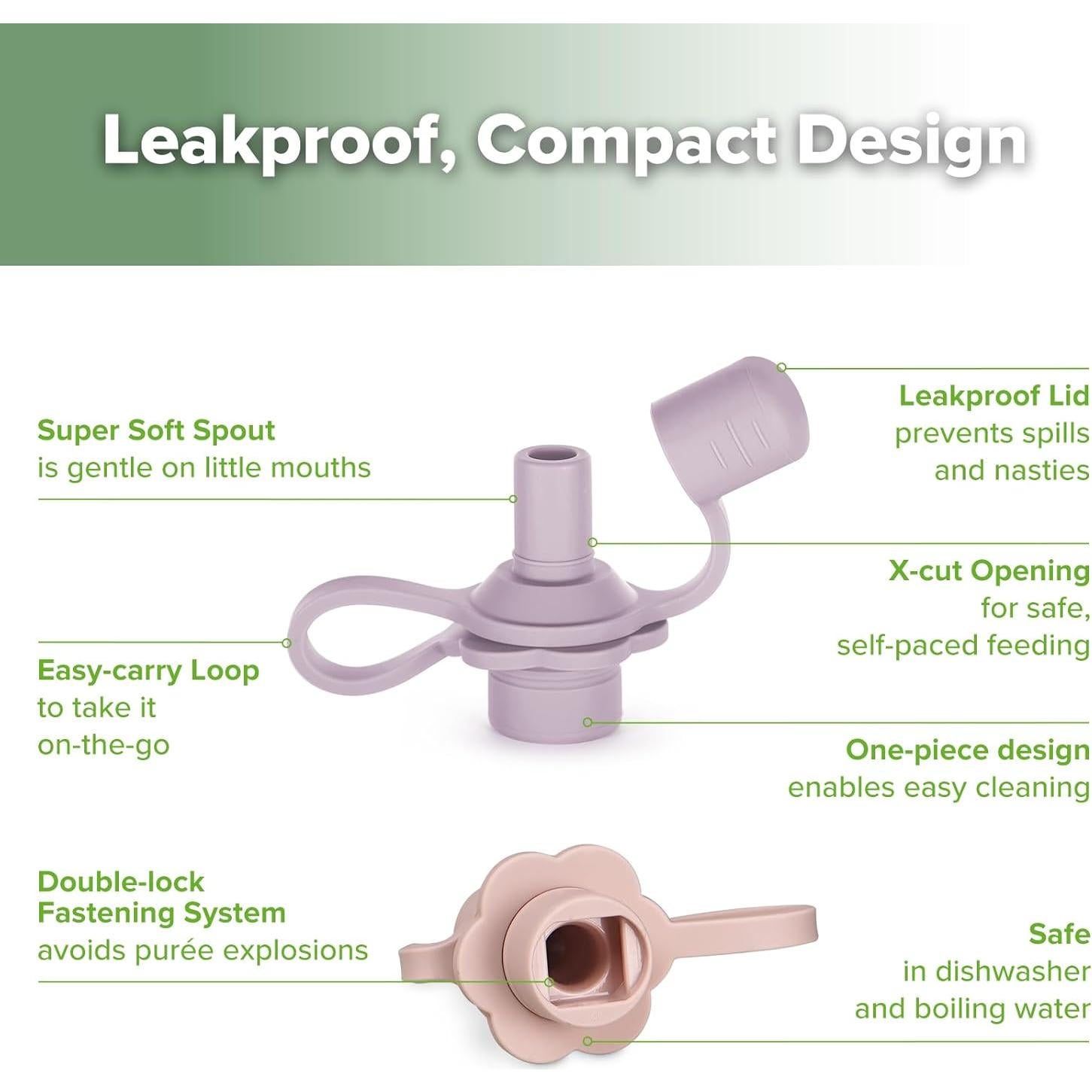 Pico de Silicona Multifuncional Haakaa - 2 Unidades Rosa y Lavanda