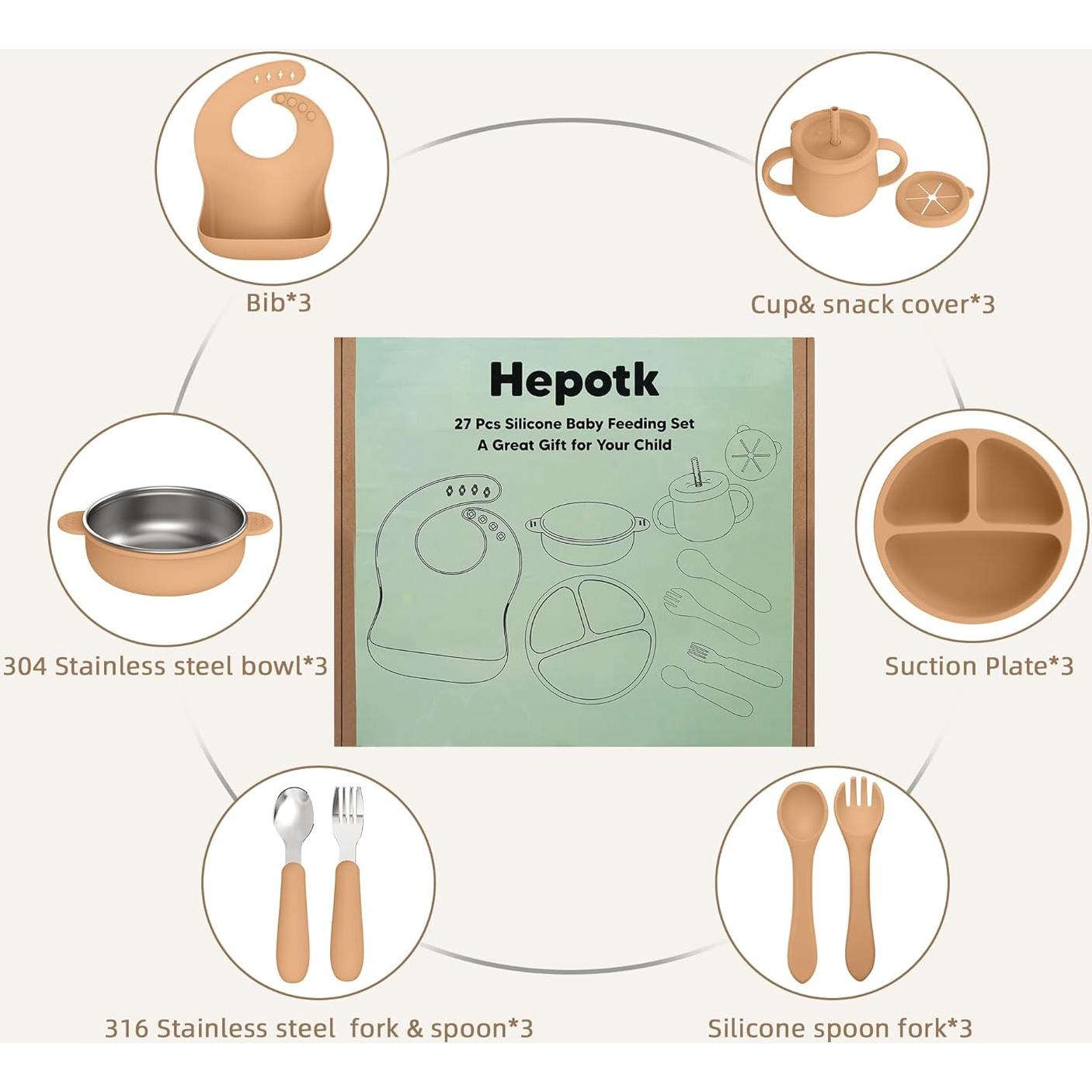 Conjunto de Alimentación para Bebés 27 Piezas Hepotk Silicona