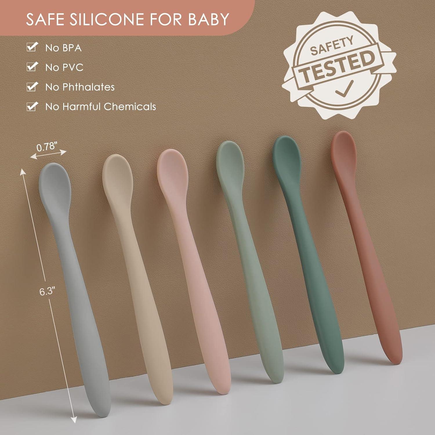 Cucharas de Silicona para Bebés NETANY - 6 Piezas, 16 cm