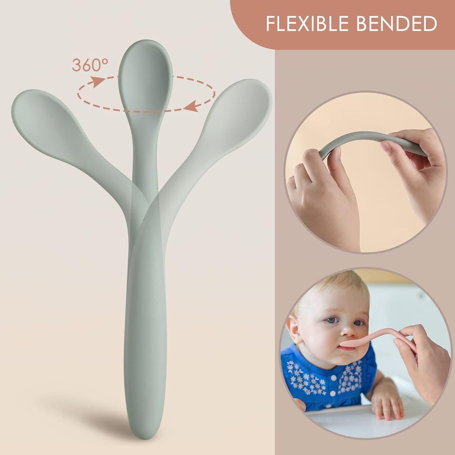 Cucharas de Silicona para Bebés NETANY - 6 Piezas, 16 cm