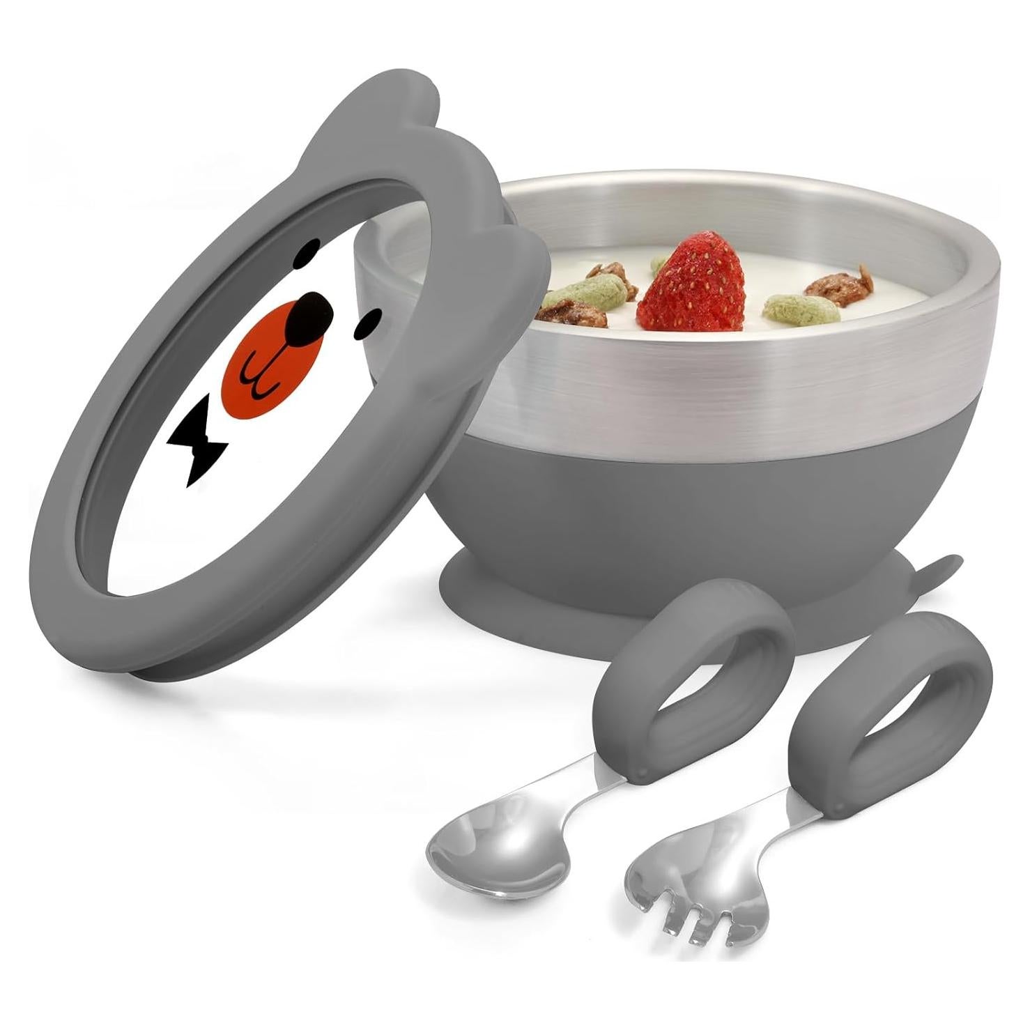 Tazón de Succión MR. CHOU Acero Inoxidable 18/8 Gris 381g