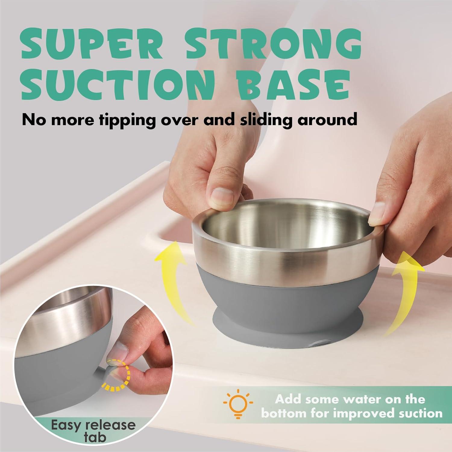 Tazón de Succión MR. CHOU Acero Inoxidable 18/8 Gris 381g