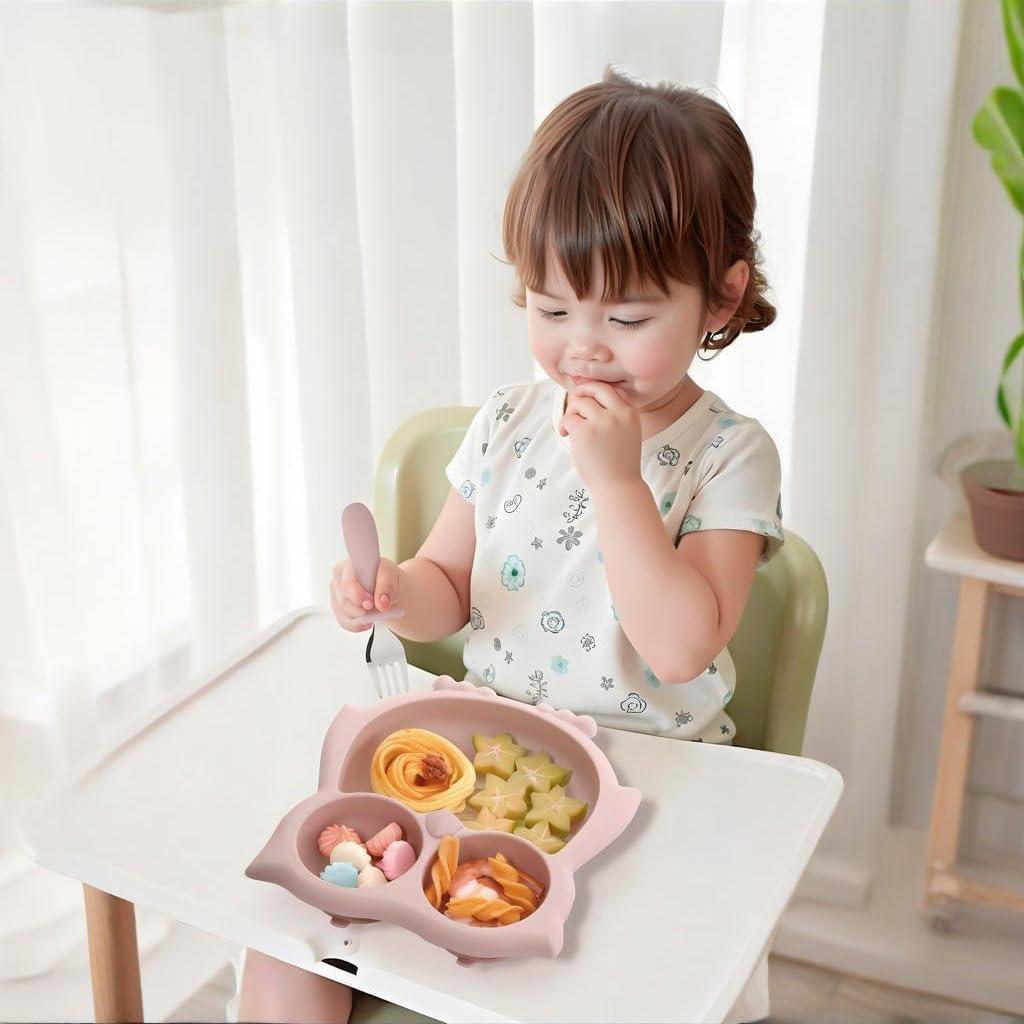 Plato de Silicona PandaEar para Niños Pequeños Rosa