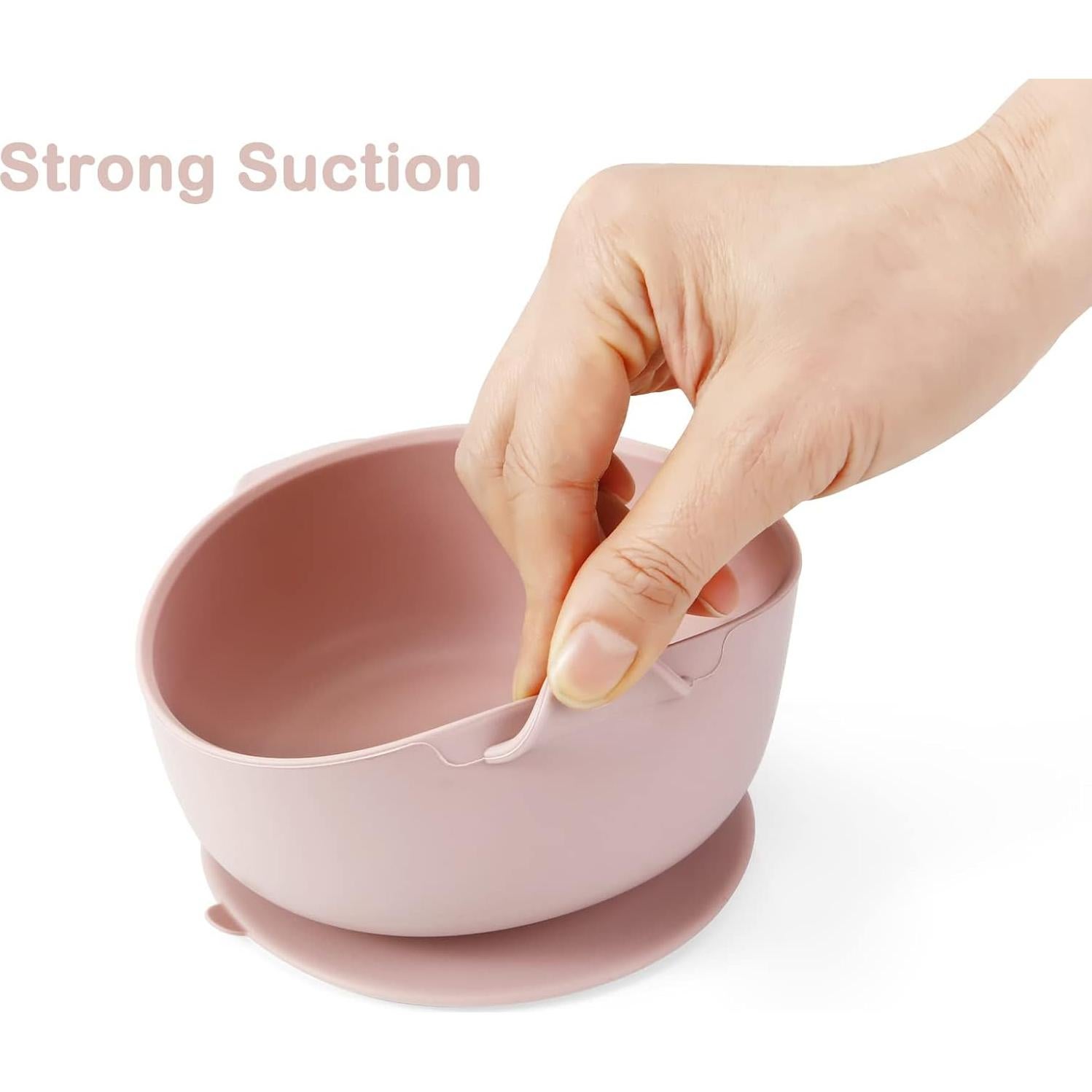 Tazones de Silicona PandaEar 3 Piezas con Succión Rosa Lino