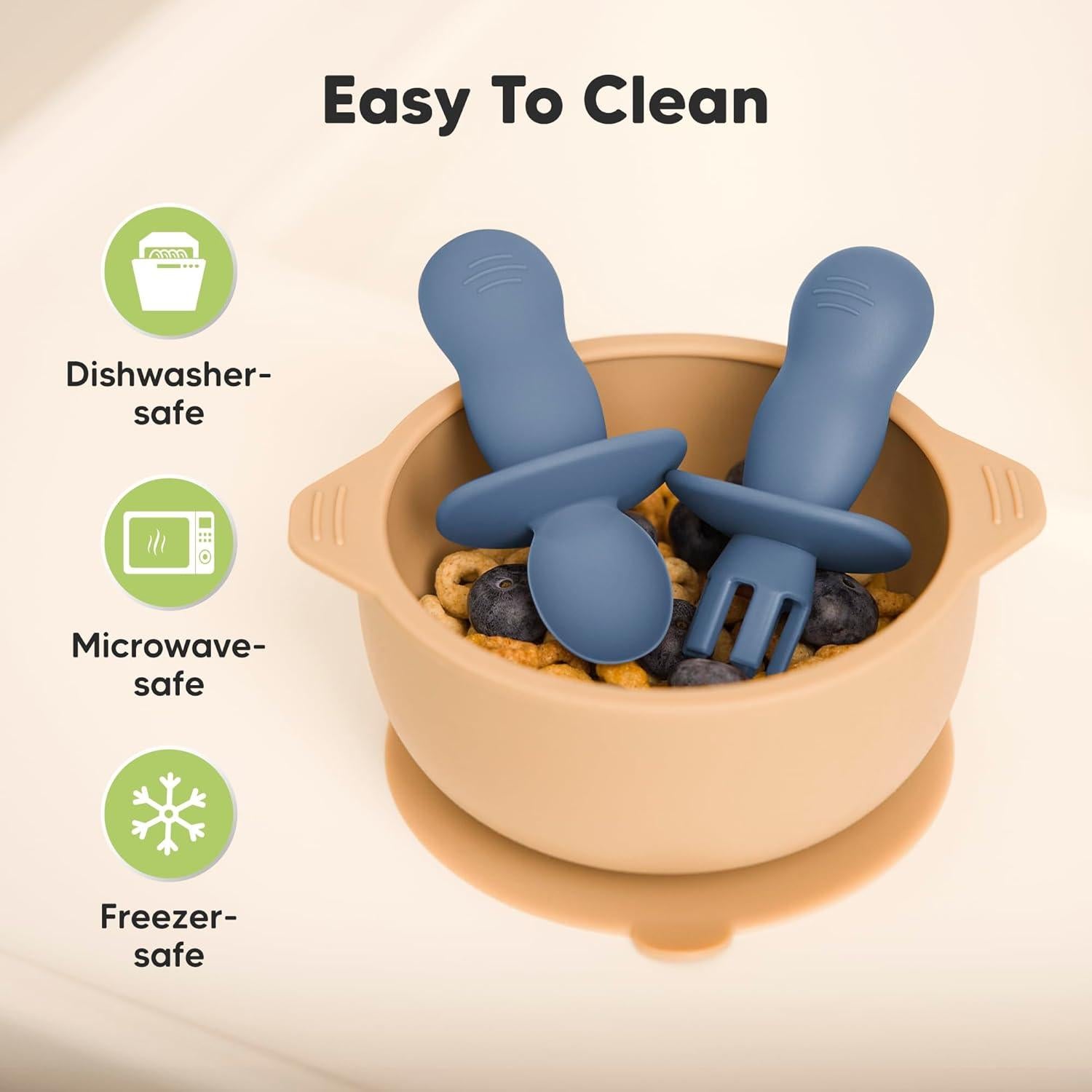 Set de Cucharas y Tenedores de Silicona KeaBabies 4 Piezas