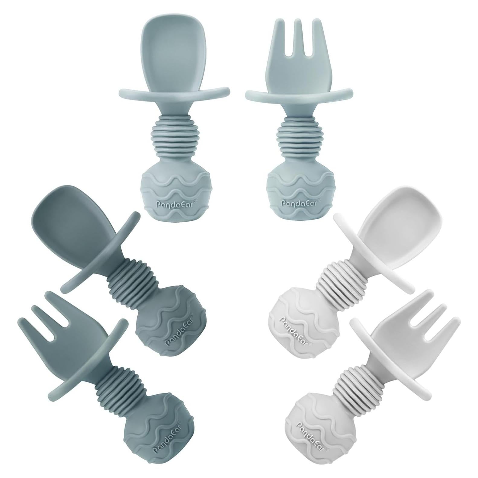 Cucharas de Silicona PandaEar 6 Piezas para Bebés 6-12 Meses