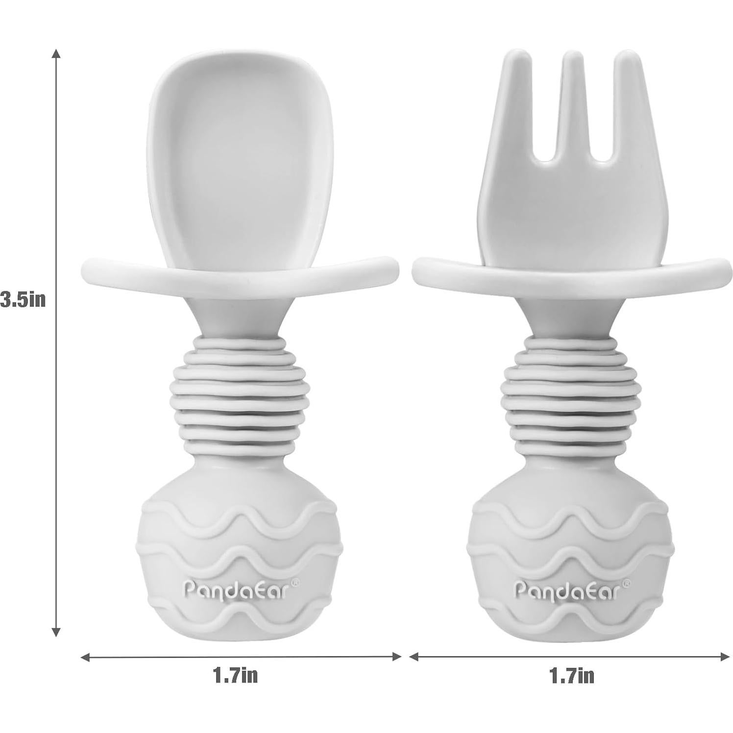 Cucharas de Silicona PandaEar 6 Piezas para Bebés 6-12 Meses