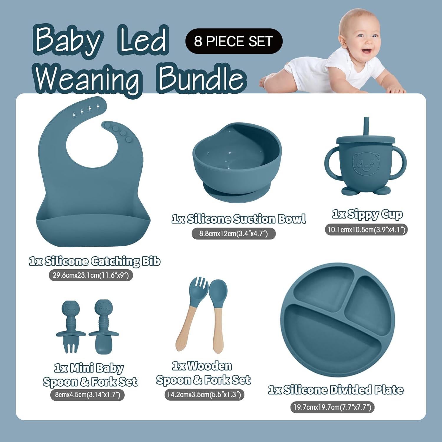 Set de Alimentación para Bebés Catvegue 8 Piezas Silicona BPA Free