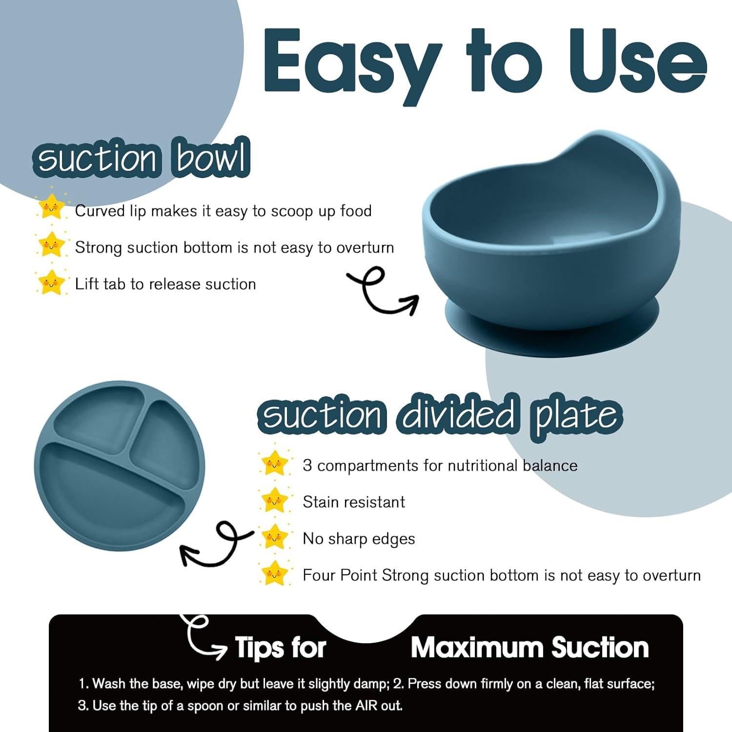 Set de Alimentación para Bebés Catvegue 8 Piezas Silicona BPA Free