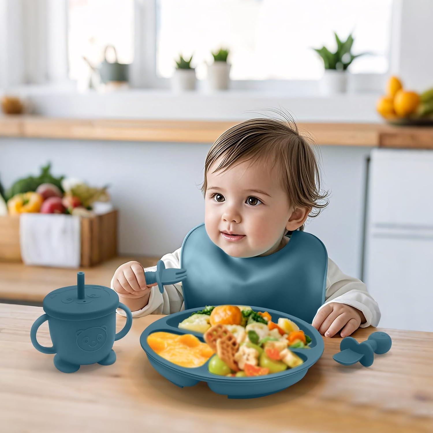 Set de Alimentación para Bebés Catvegue 8 Piezas Silicona BPA Free