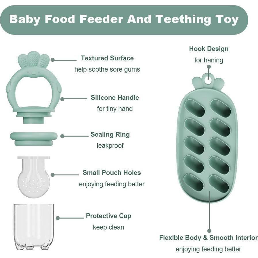 Extractor de Frutas para Bebés con Bandeja Congeladora Verde