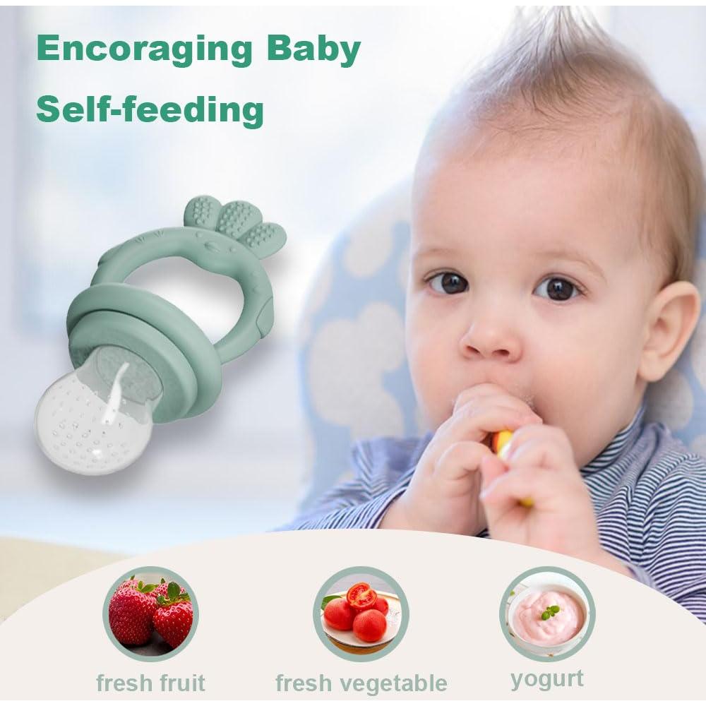 Extractor de Frutas para Bebés con Bandeja Congeladora Verde