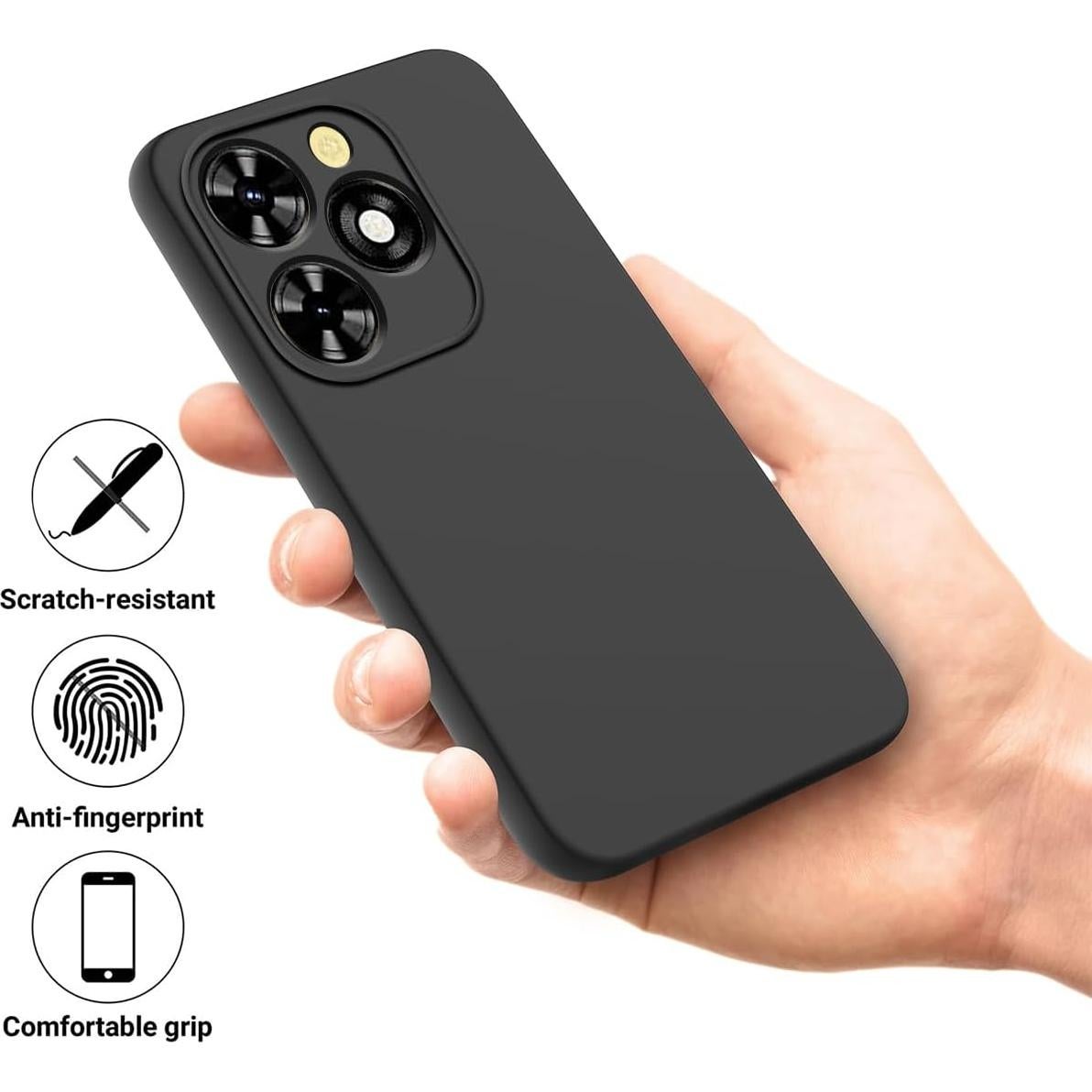 Funda de Gel Tuxiwei para Tecno Spark 20 Pro - Negra, Anti-Rasguños