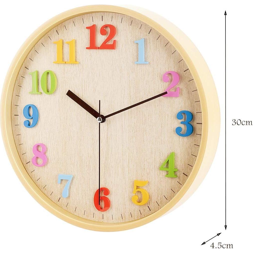 Reloj de Pared Silencioso Topkey 30.5 cm Colorido 3D