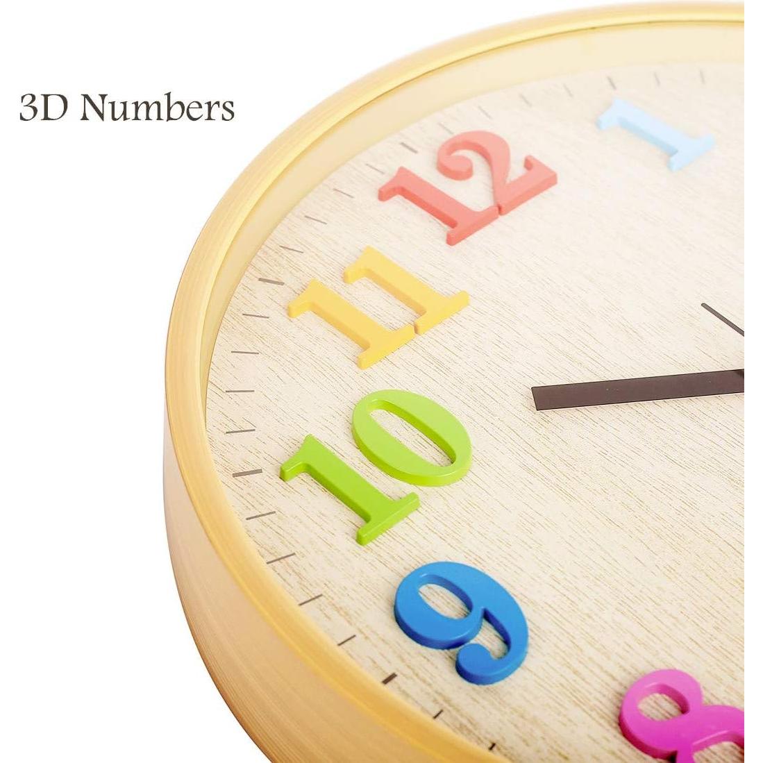 Reloj de Pared Silencioso Topkey 30.5 cm Colorido 3D