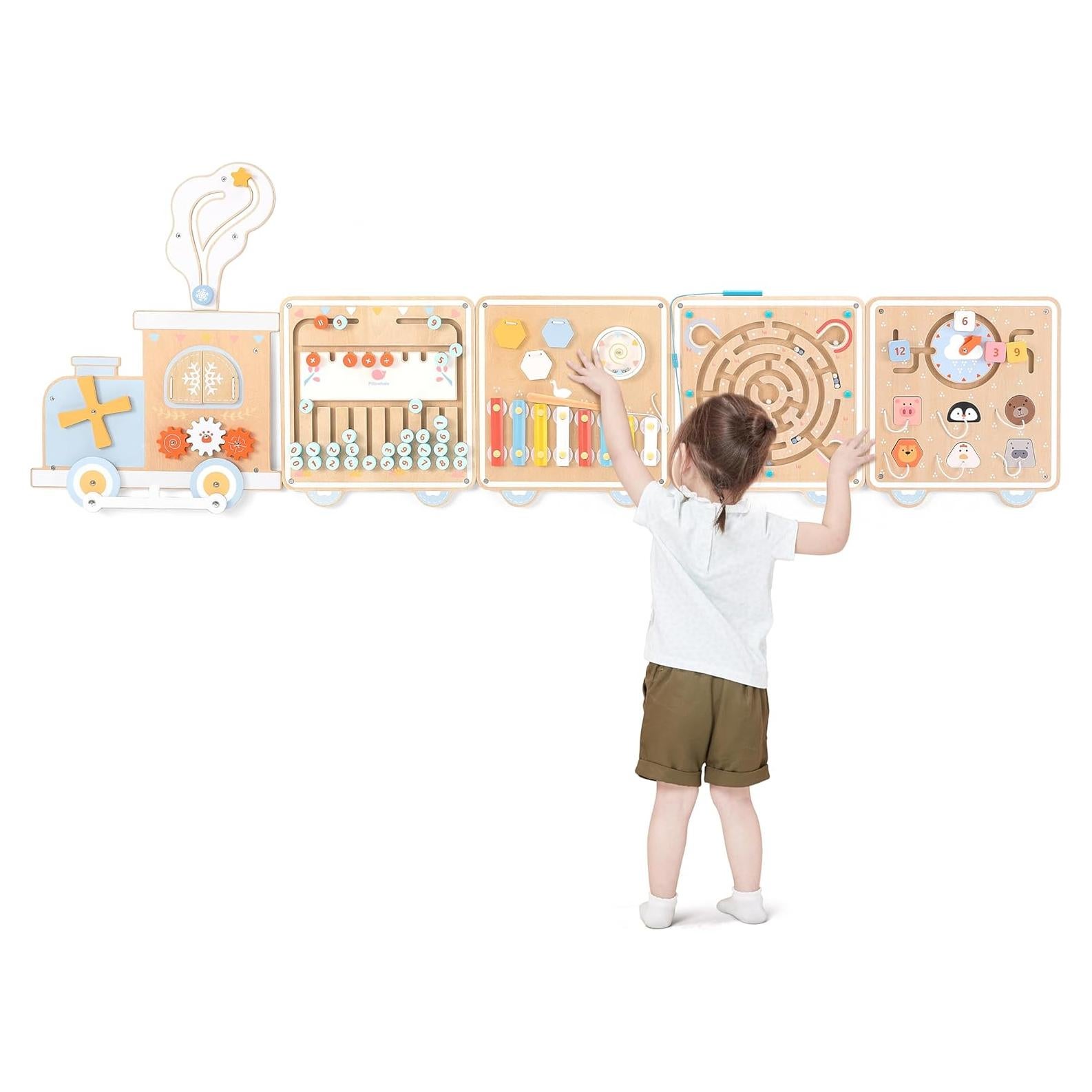 Tablero Ocupado de Tren Pillowhale 12-en-1 Juguete Montessori