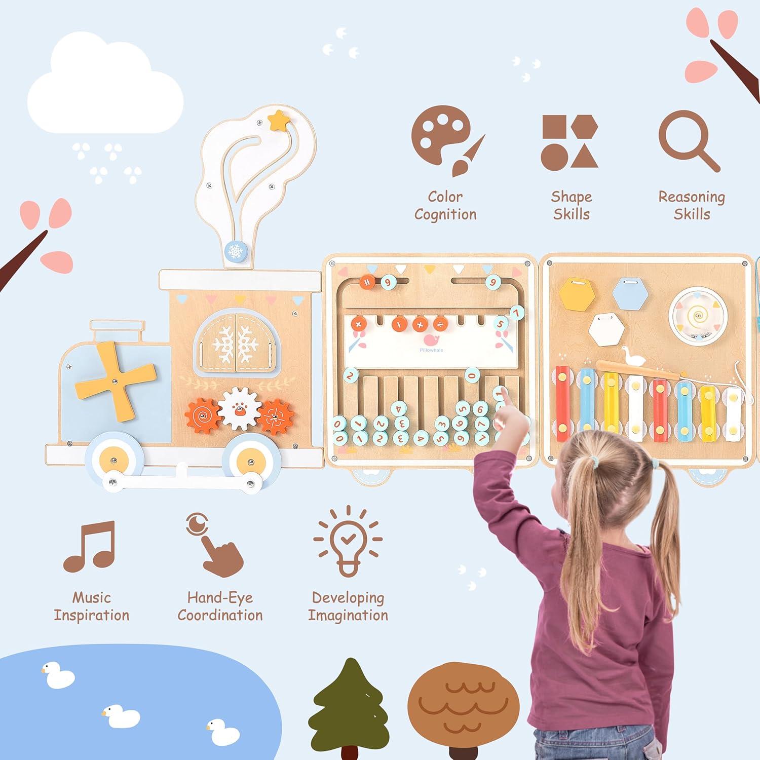 Tablero Ocupado de Tren Pillowhale 12-en-1 Juguete Montessori