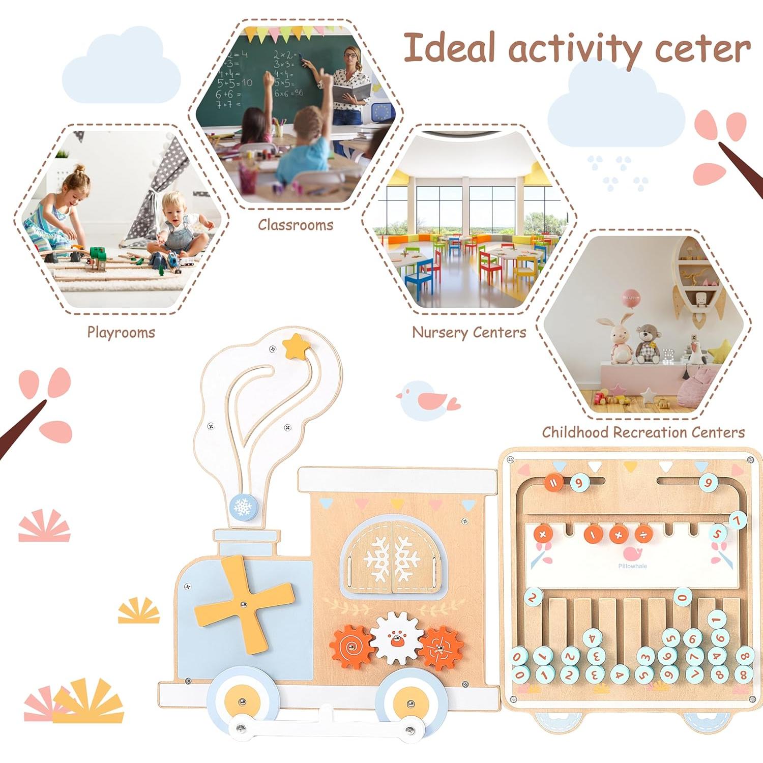 Tablero Ocupado de Tren Pillowhale 12-en-1 Juguete Montessori