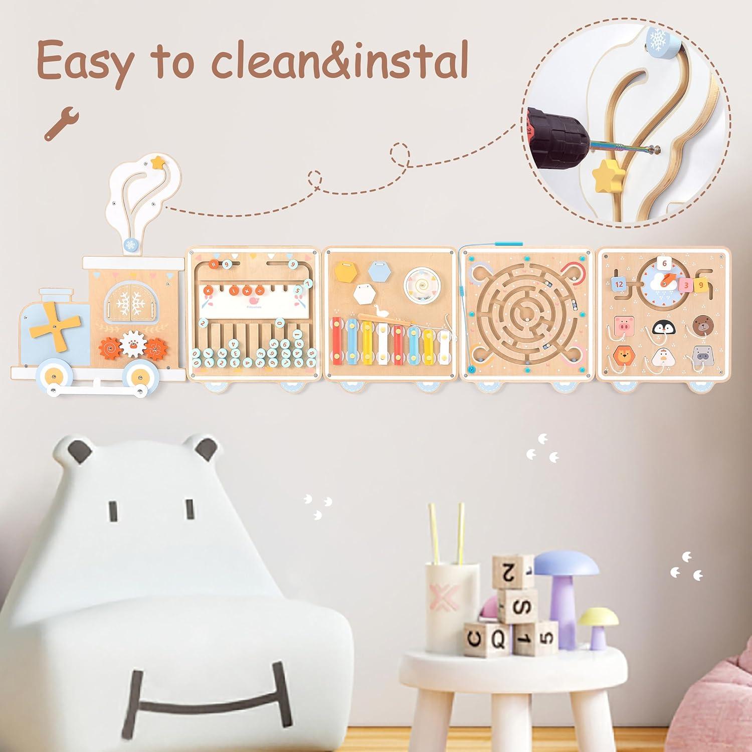 Tablero Ocupado de Tren Pillowhale 12-en-1 Juguete Montessori